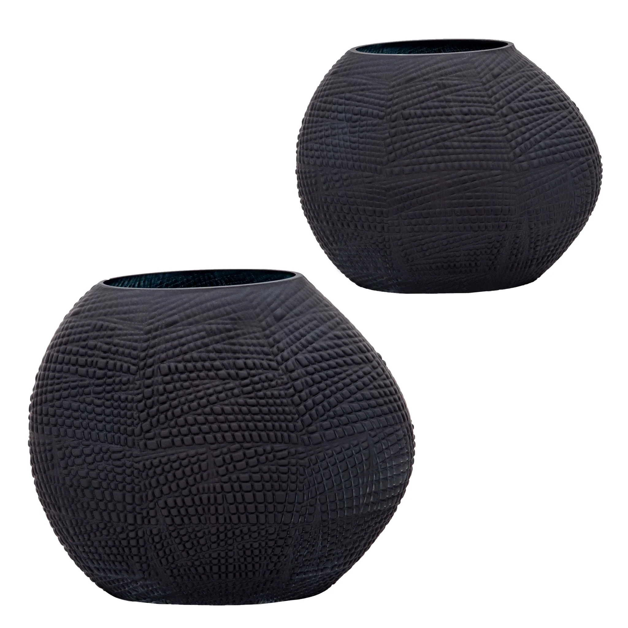 Glass 8"h Textured Vase, Black - Image 4