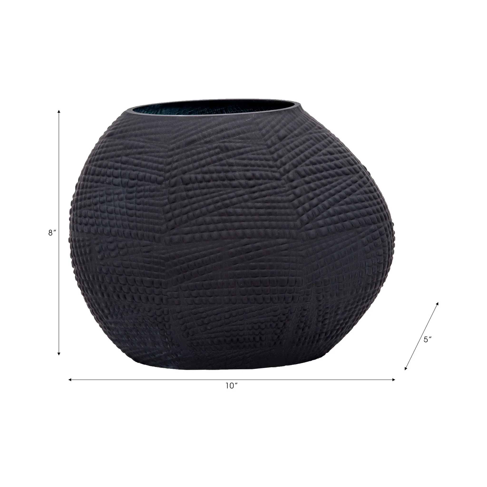 Glass 8"h Textured Vase, Black - Image 5