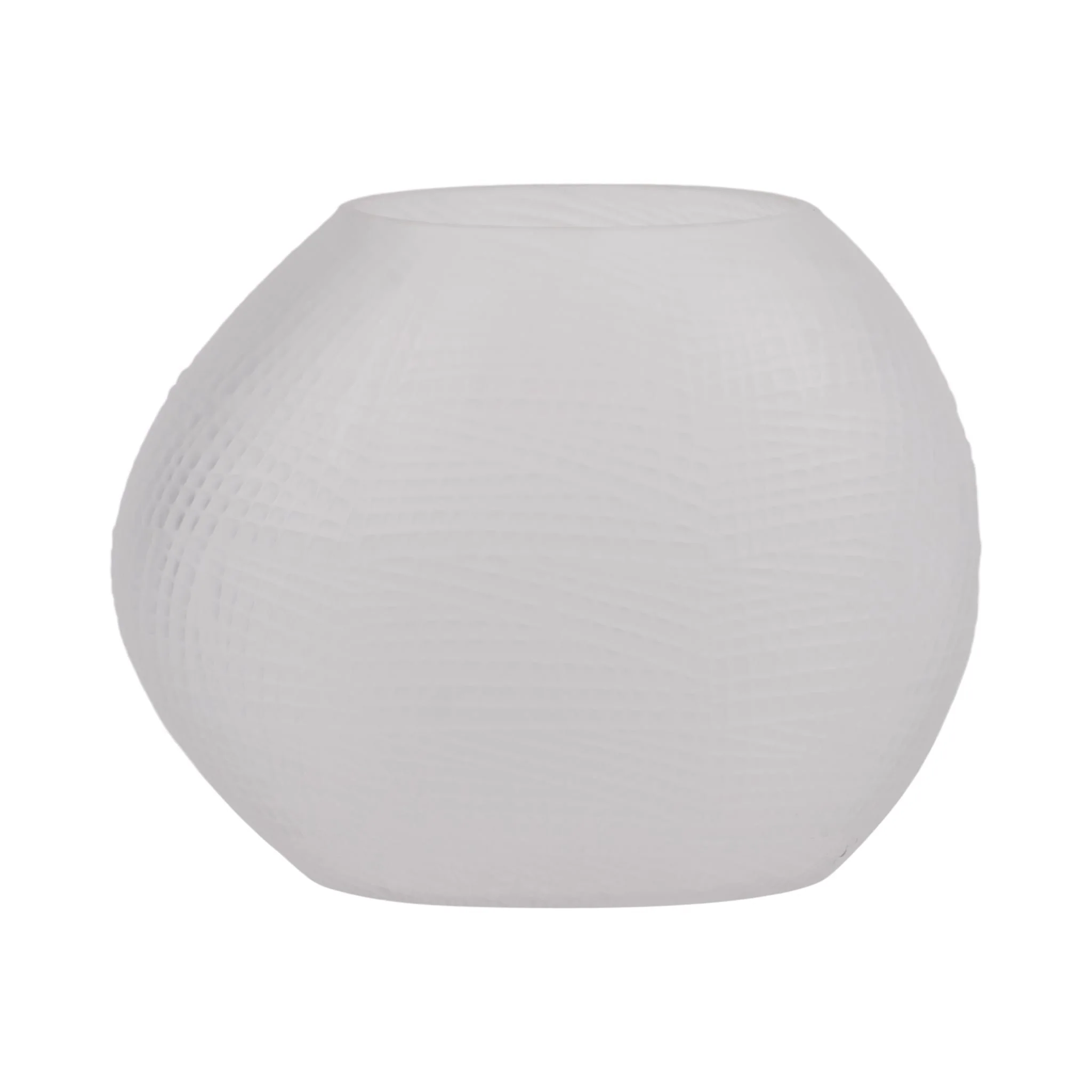 Glass 8"h Textured Vase, Frosted White