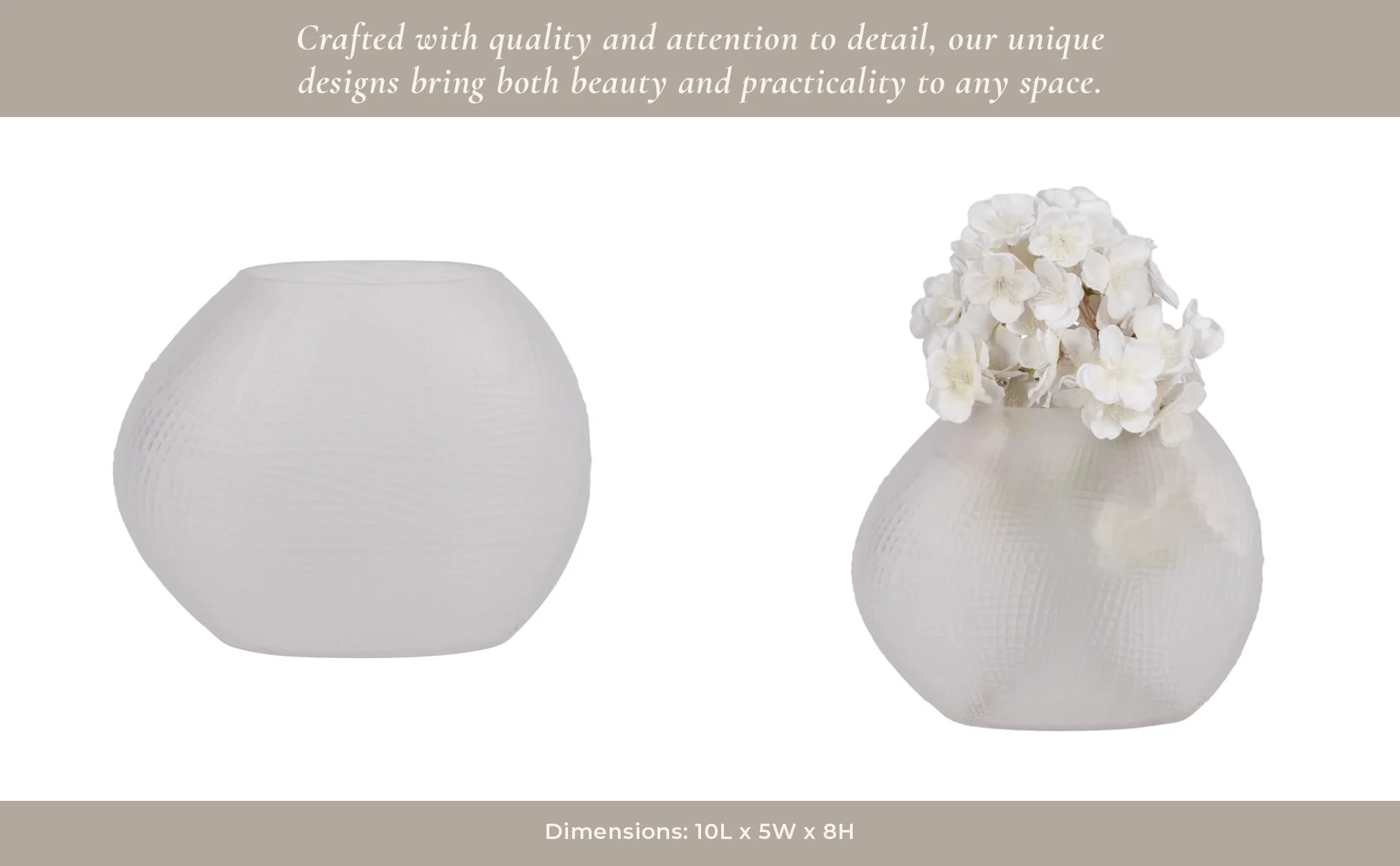 Glass 8"h Textured Vase, Frosted White - Image 15