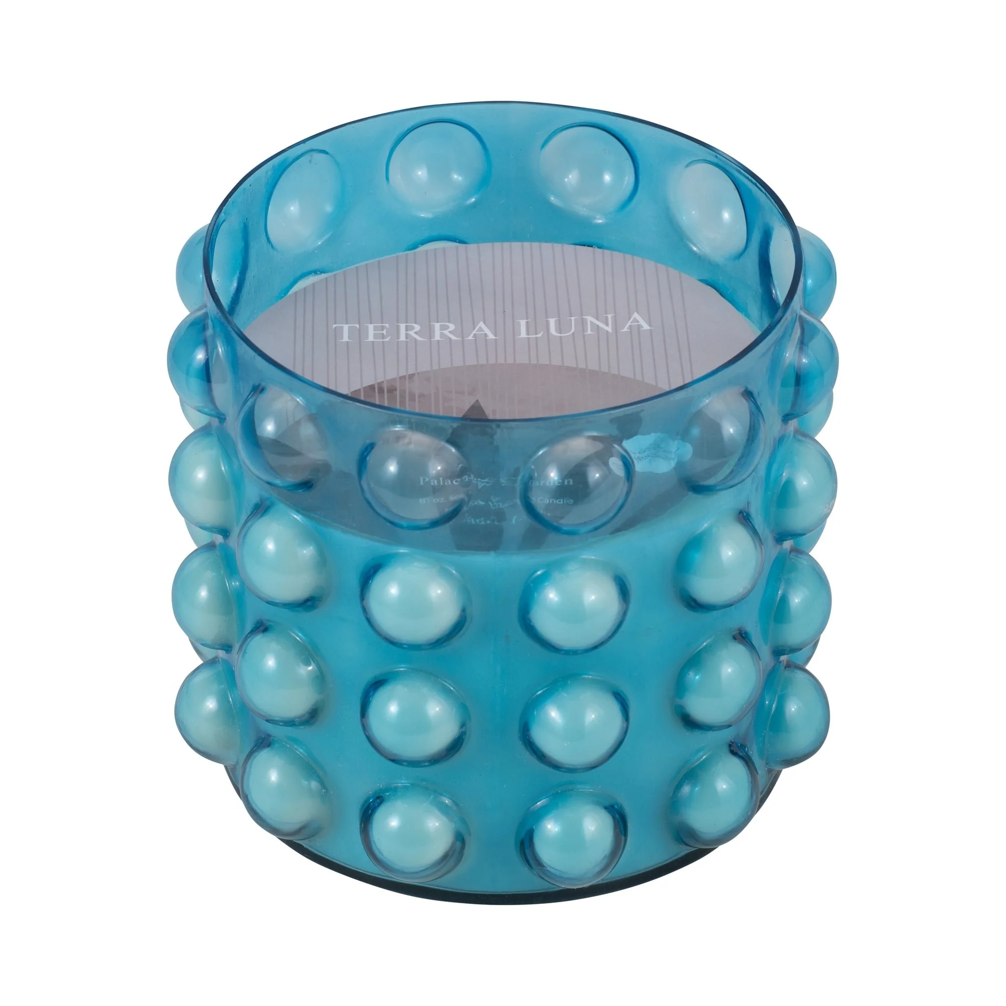 Glass, 9" 102 Oz Bubble Candle, Blue - Image 2
