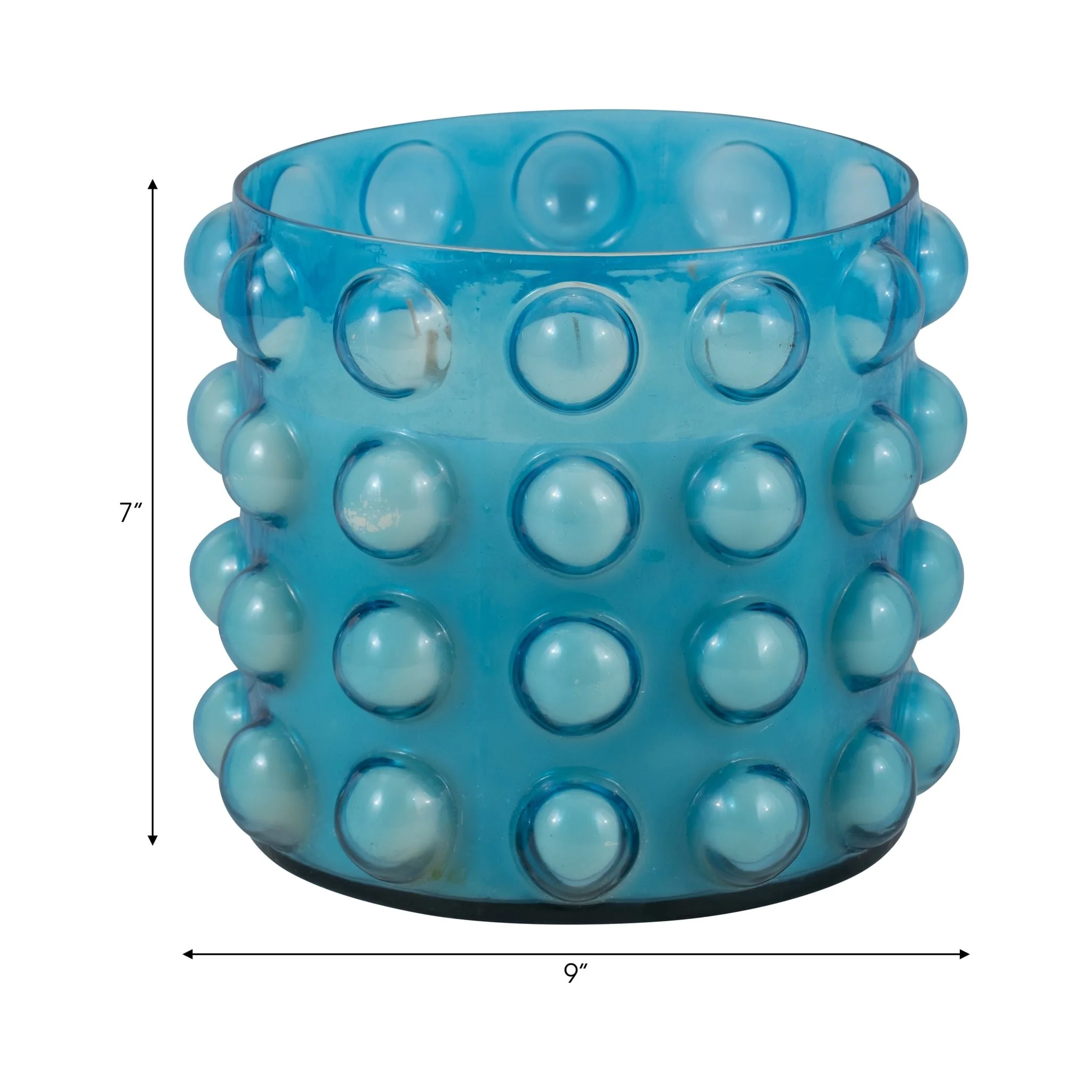 Glass, 9" 102 Oz Bubble Candle, Blue - Image 8