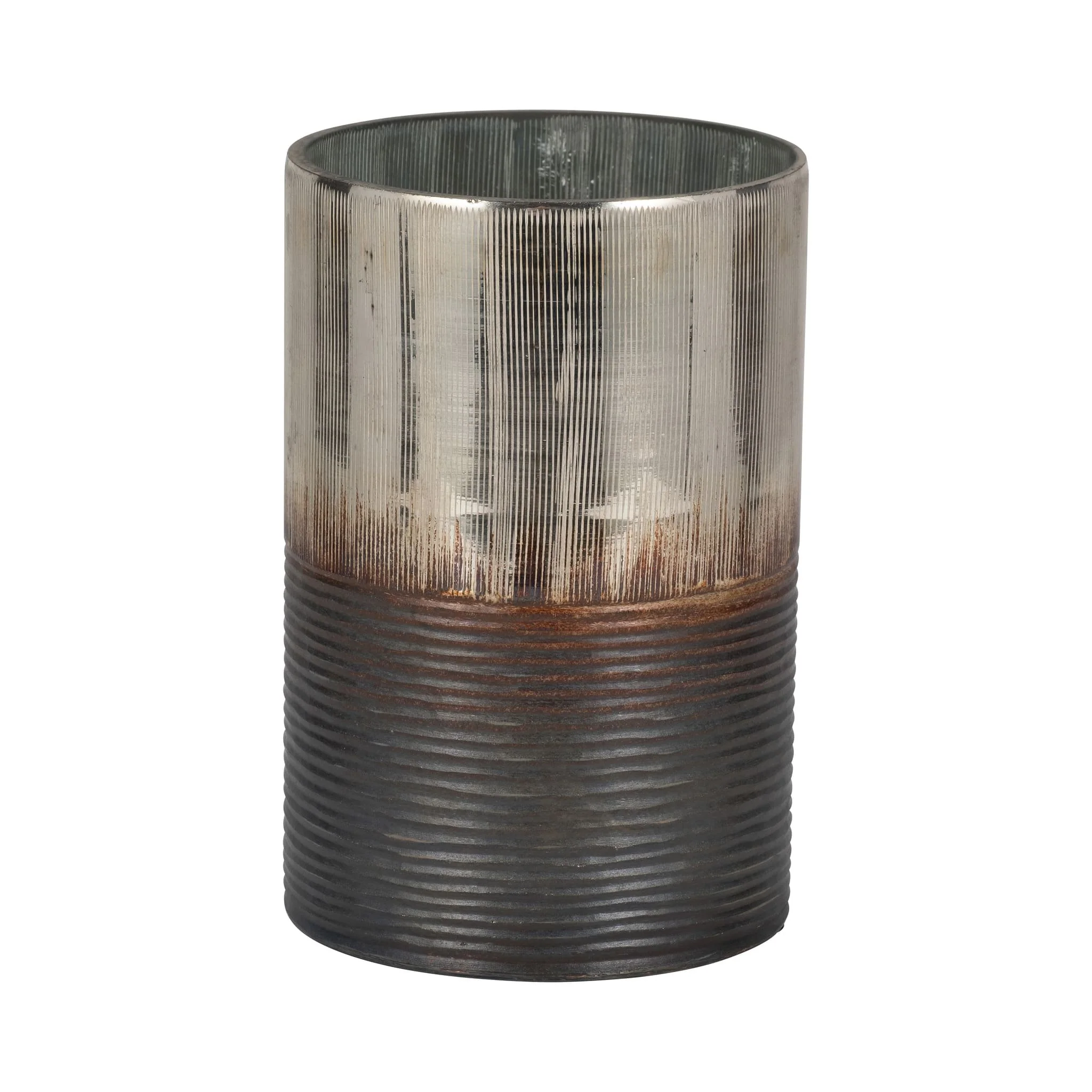 Glass, 9" Metallic 2-tone Vase, Silver - Image 3