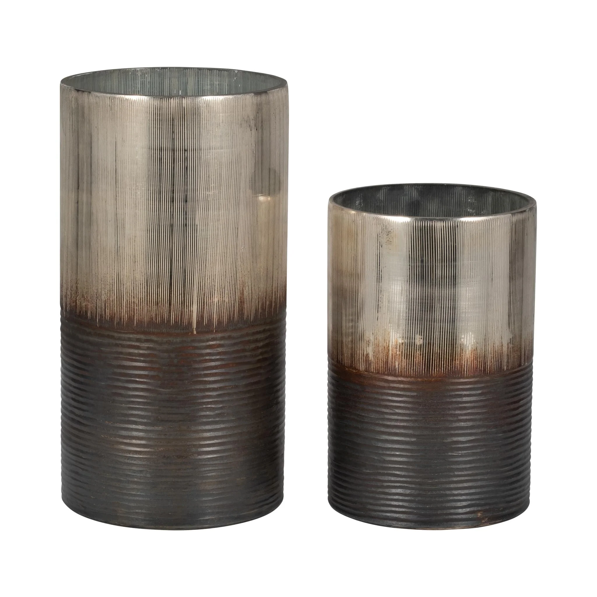 Glass, 9" Metallic 2-tone Vase, Silver - Image 7