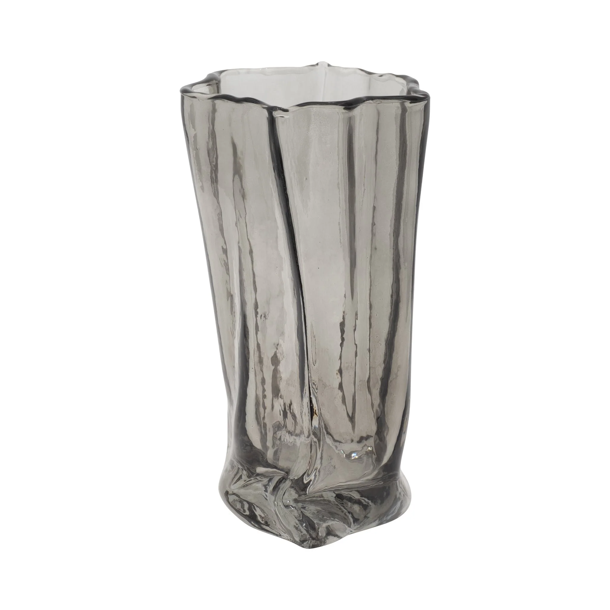 Glass, 9" Paper Bag Vase, Smoke - Image 3