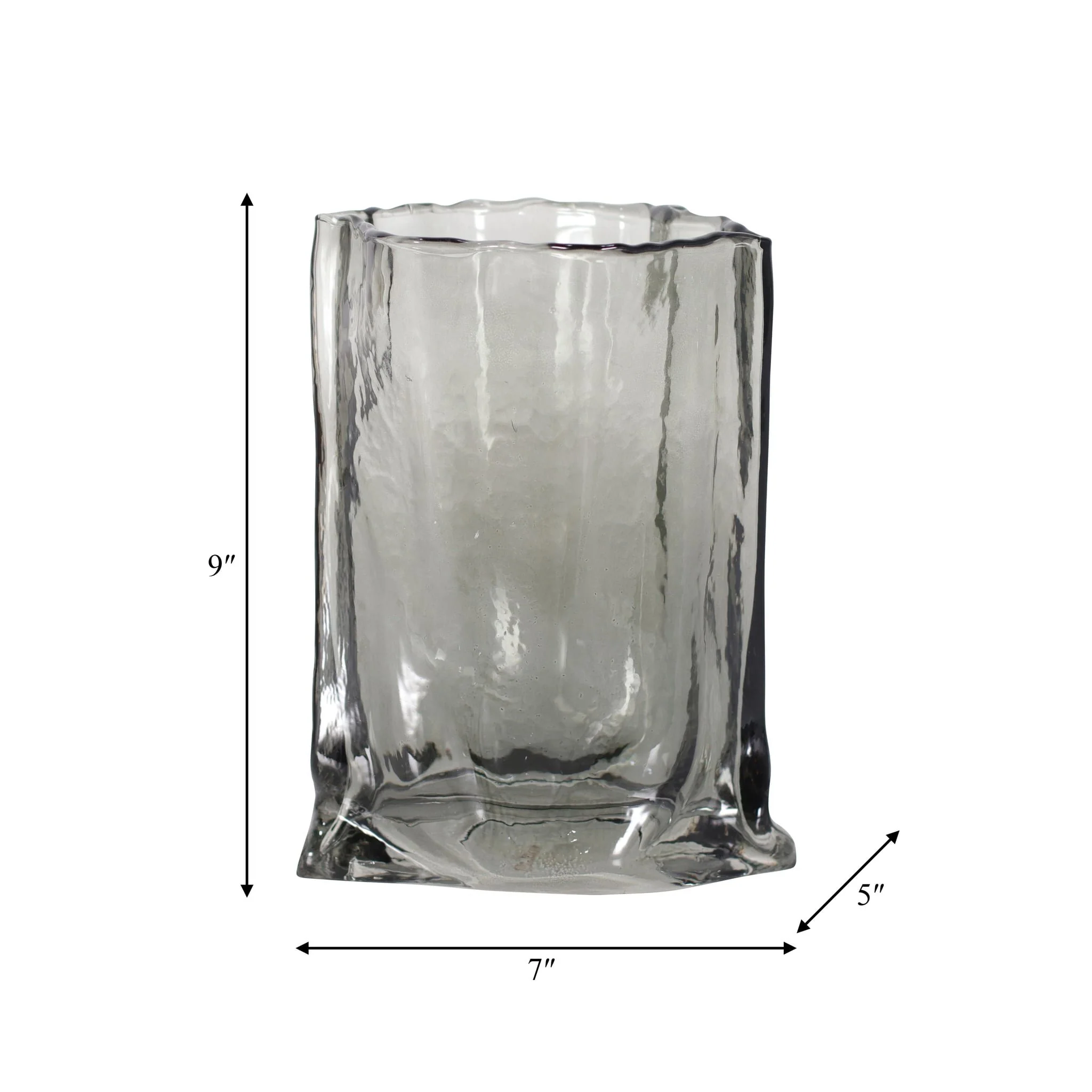 Glass, 9" Paper Bag Vase, Smoke - Image 9