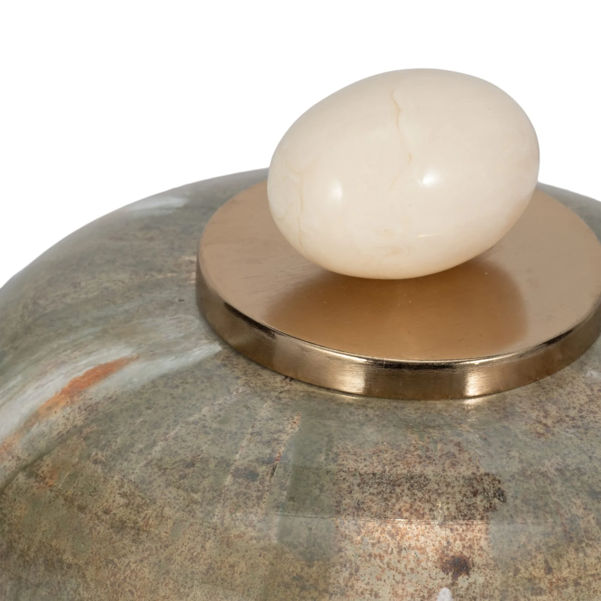 Glass, 9" Temple Vase W/ Resin Topper, Blush/green - Image 4