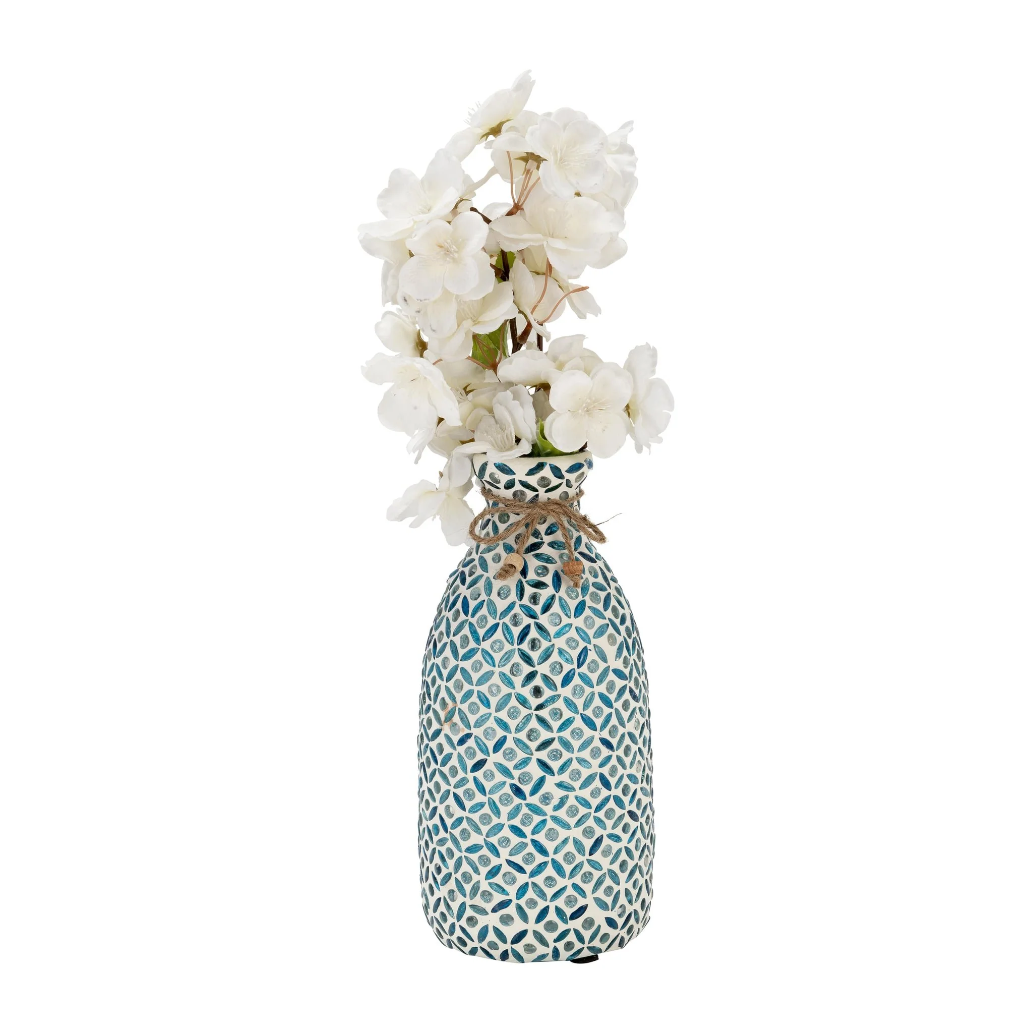 Glass, 9"h Mosaic Vase, Blue - Image 3