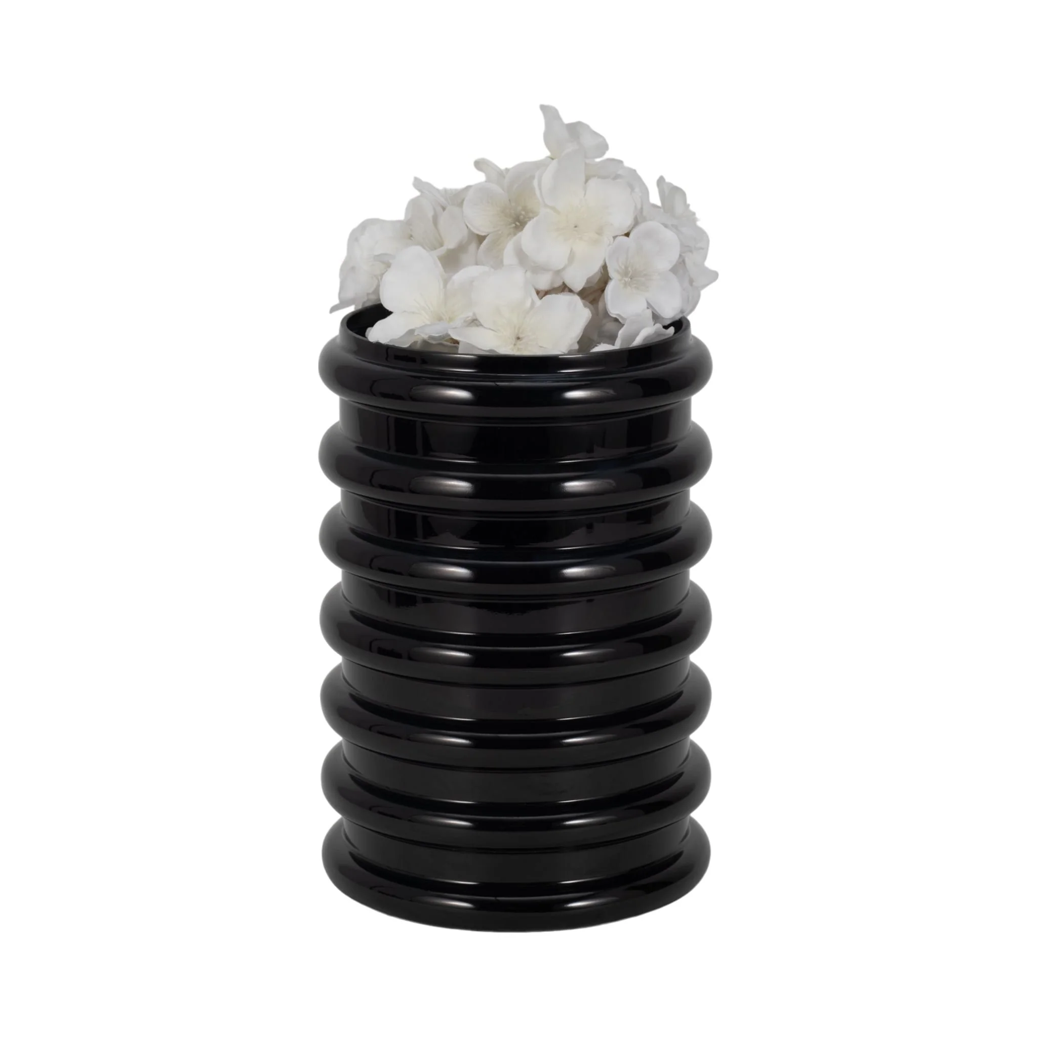 Glass, 9"h, Scallop Vase, Black - Image 2