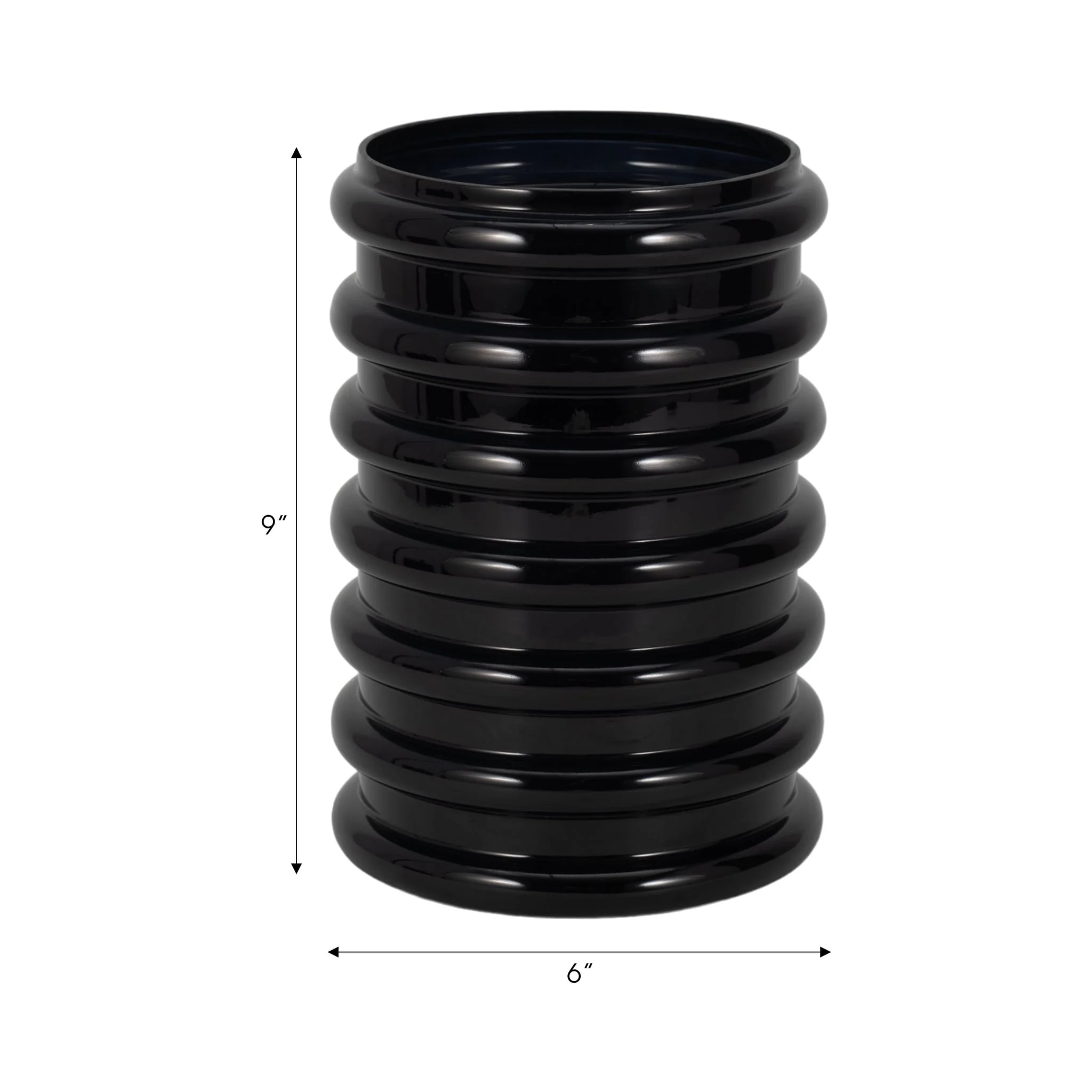 Glass, 9"h, Scallop Vase, Black - Image 8
