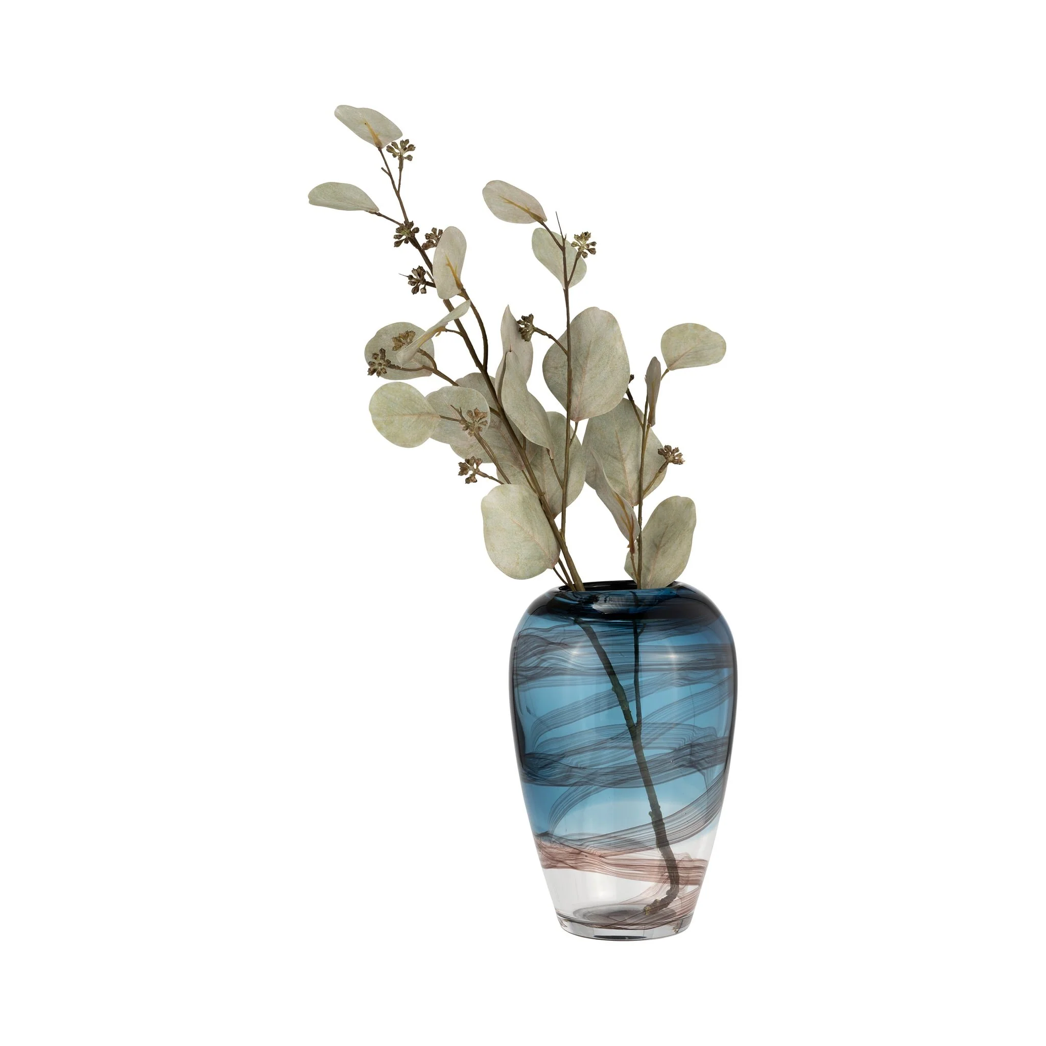 Glass, 9"h Swirl Vase, Blue - Image 3