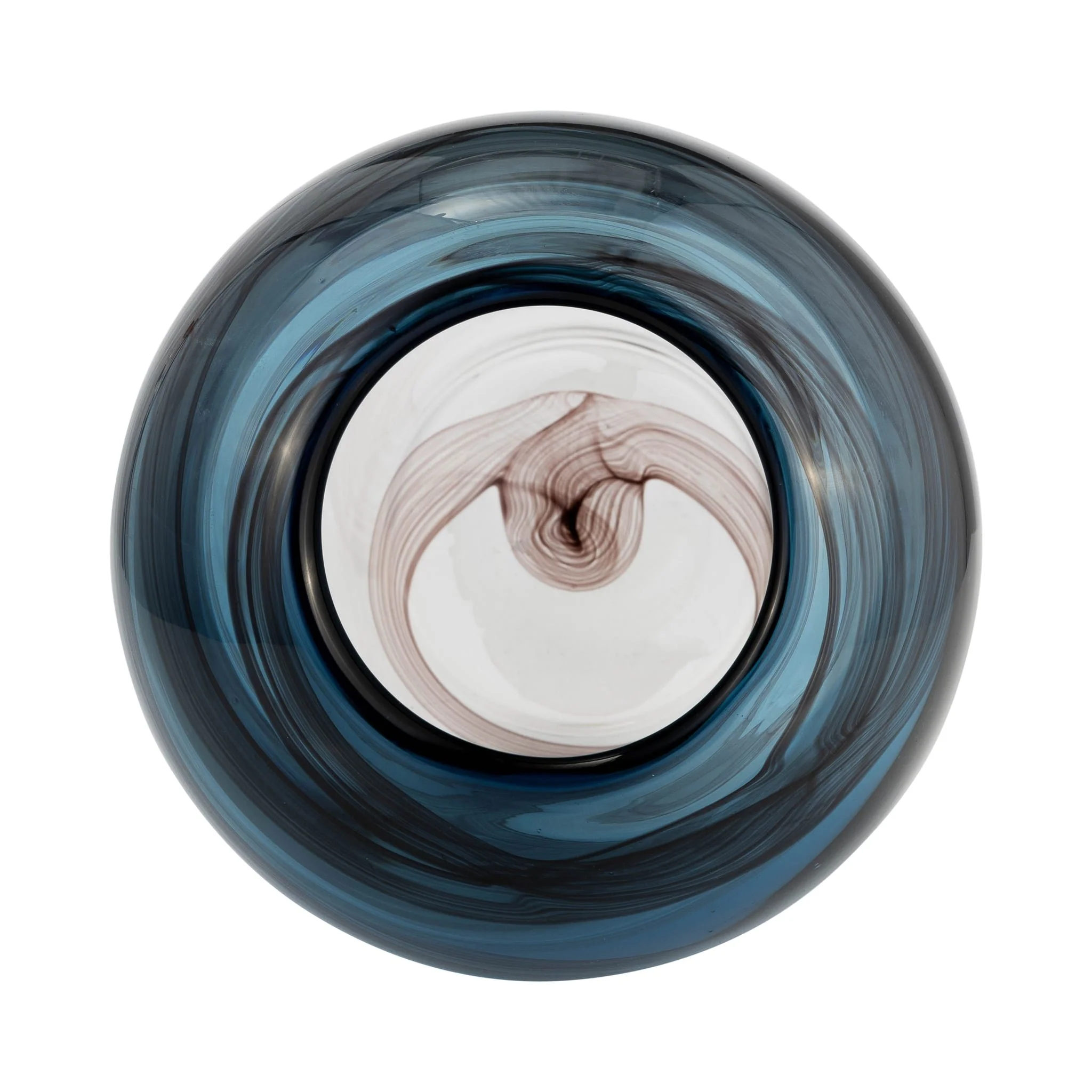 Glass, 9"h Swirl Vase, Blue - Image 6
