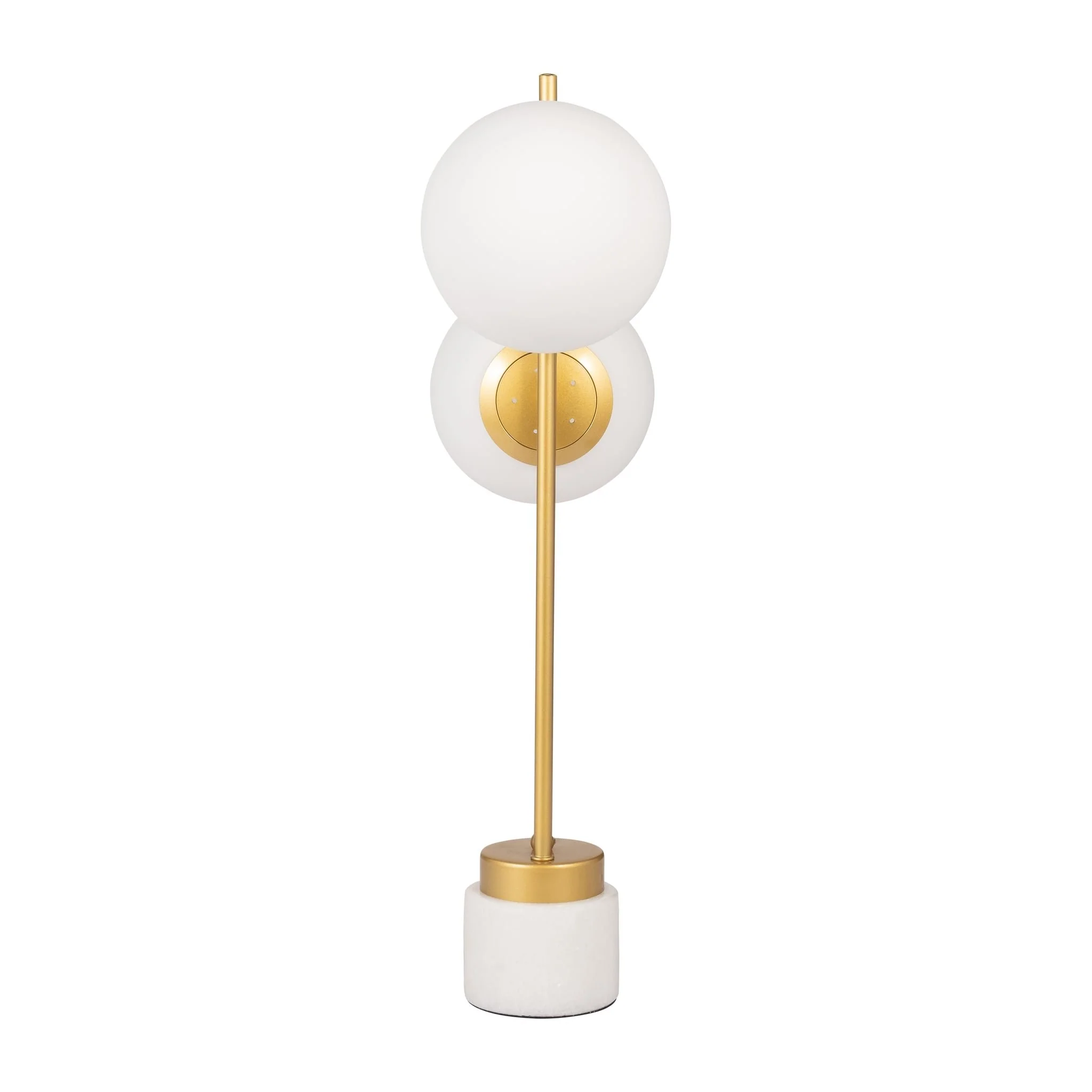 Glass/brass 23" Double Diffuser Table Lamp, Gold - Image 4