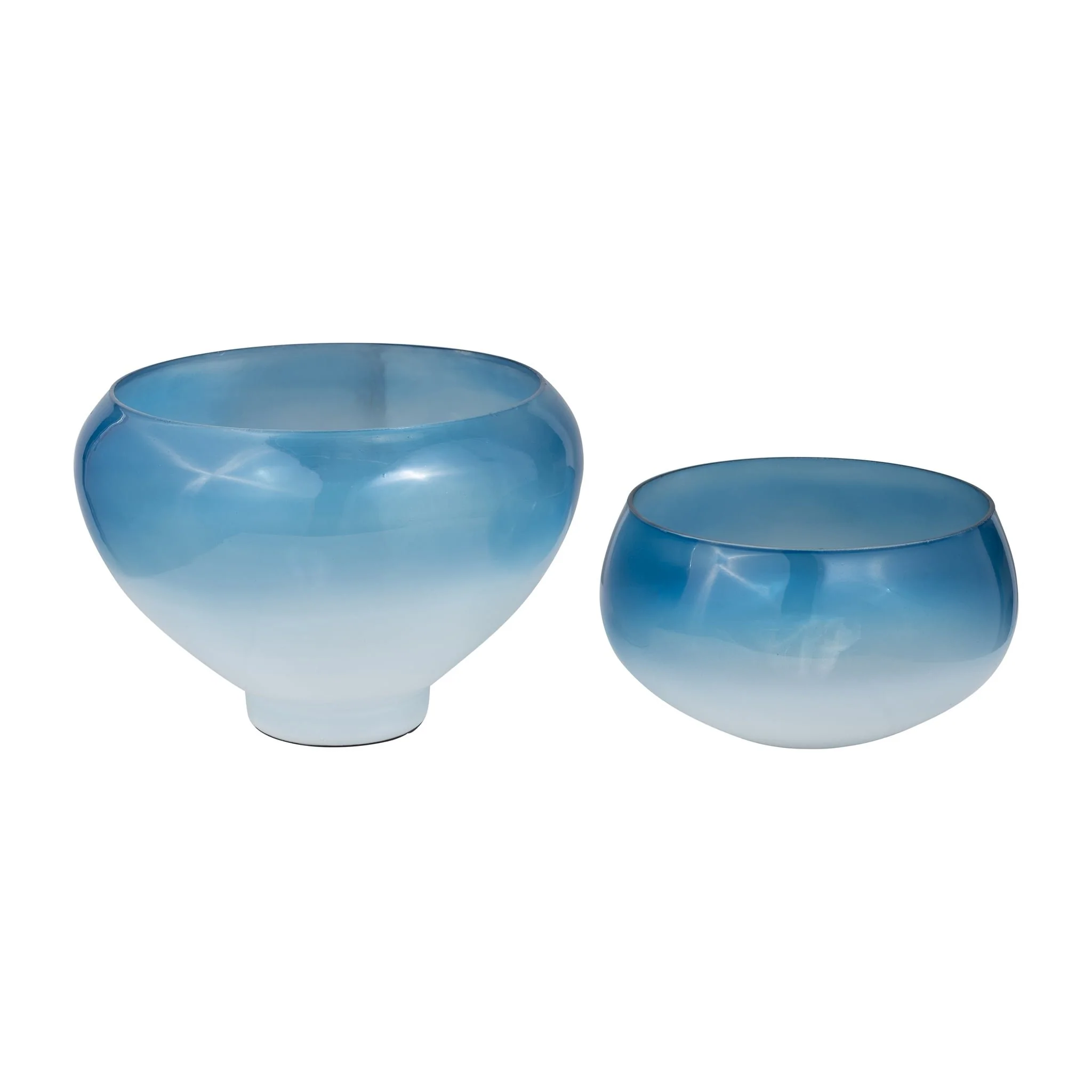 Glass, S/2 10/14" Decorative Bowls, Blue - Image 2