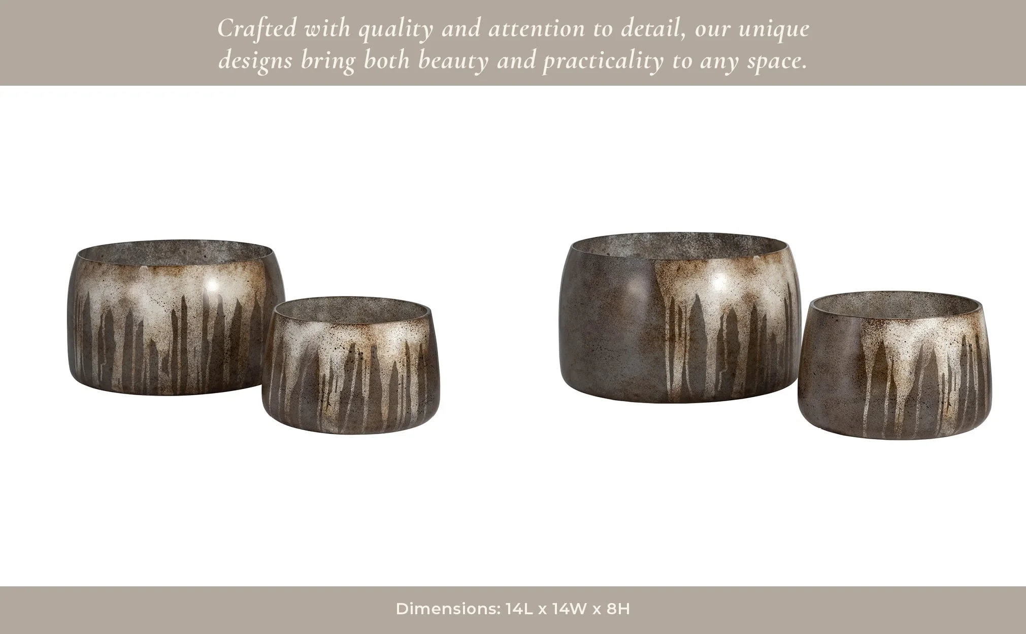 Glass, S/2 10/14" Decorative Bowls, Bronze - Image 14
