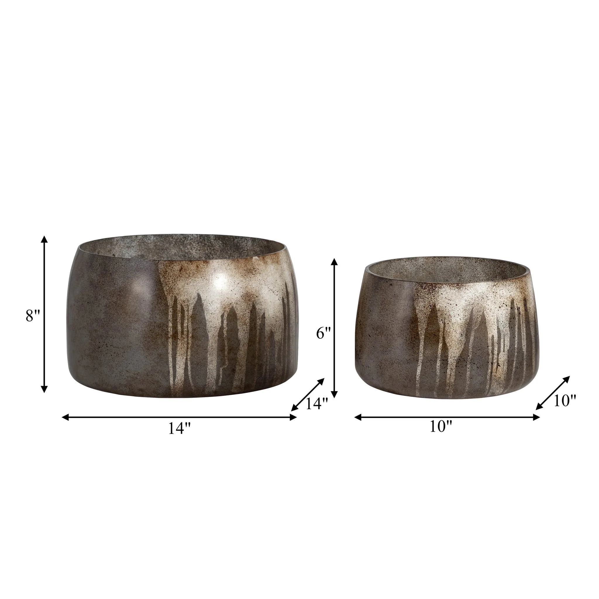 Glass, S/2 10/14" Decorative Bowls, Bronze - Image 9