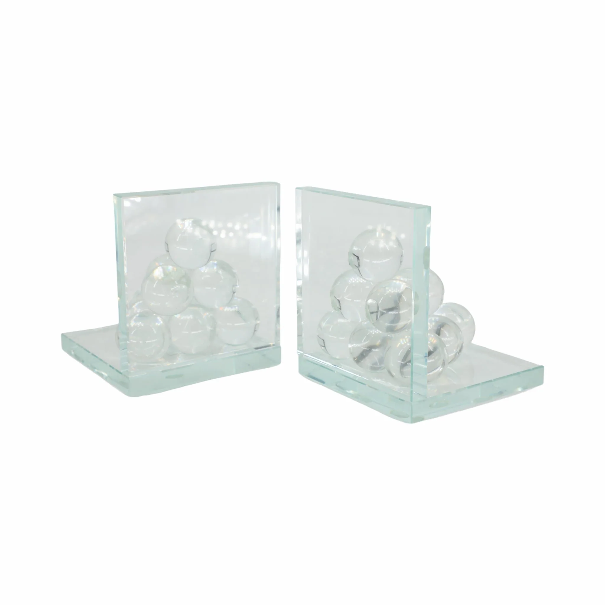 Glass, S/2 6" Orb Bookends, Clear - Image 4