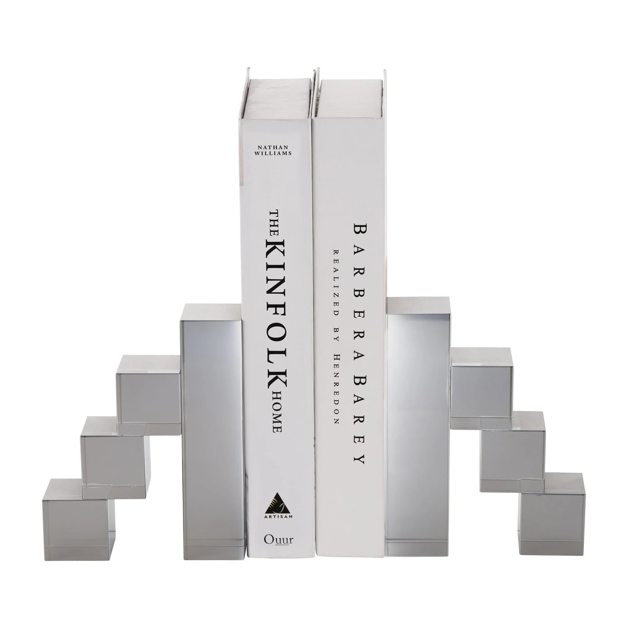 Glass, S/2 6" Tetrimino Bookends, Smoke - Image 2