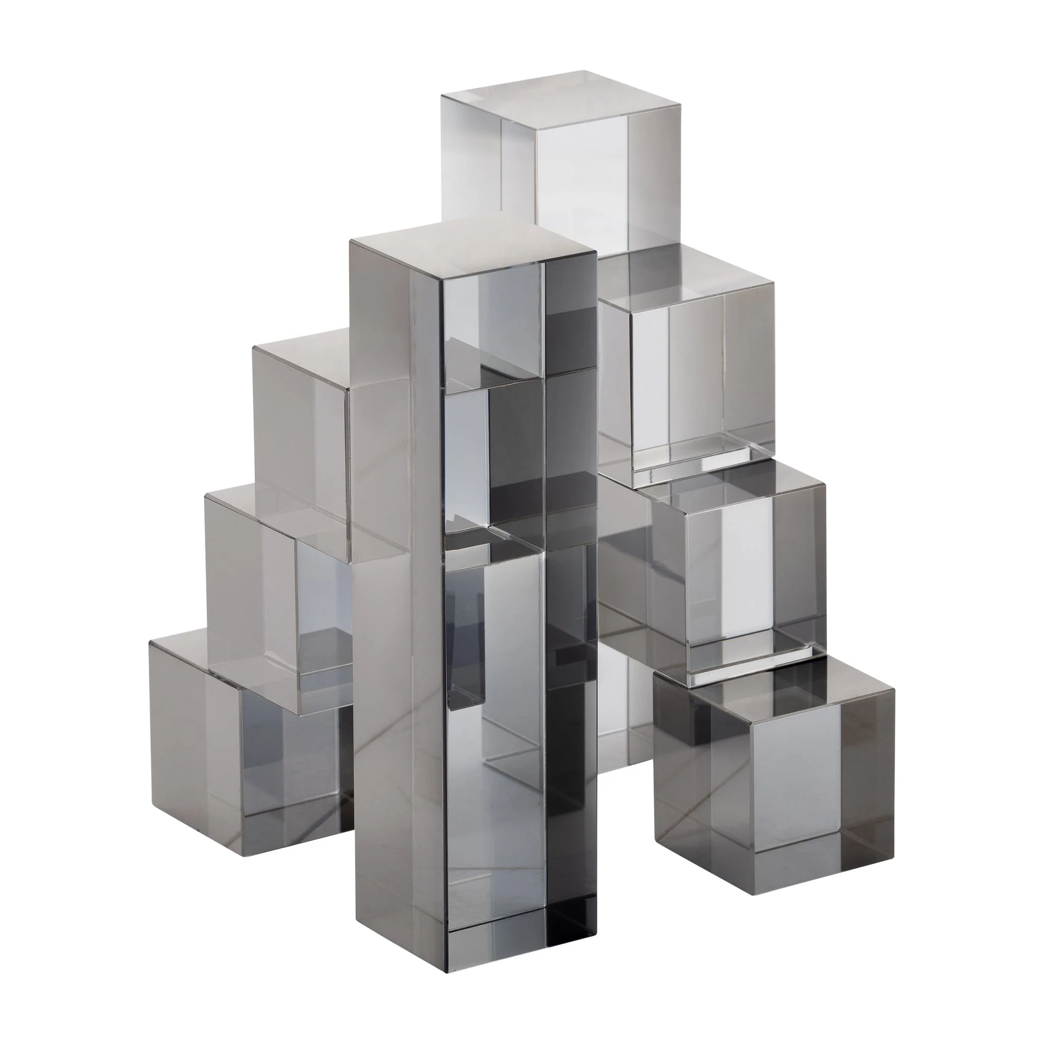 Glass, S/2 6" Tetrimino Bookends, Smoke - Image 3