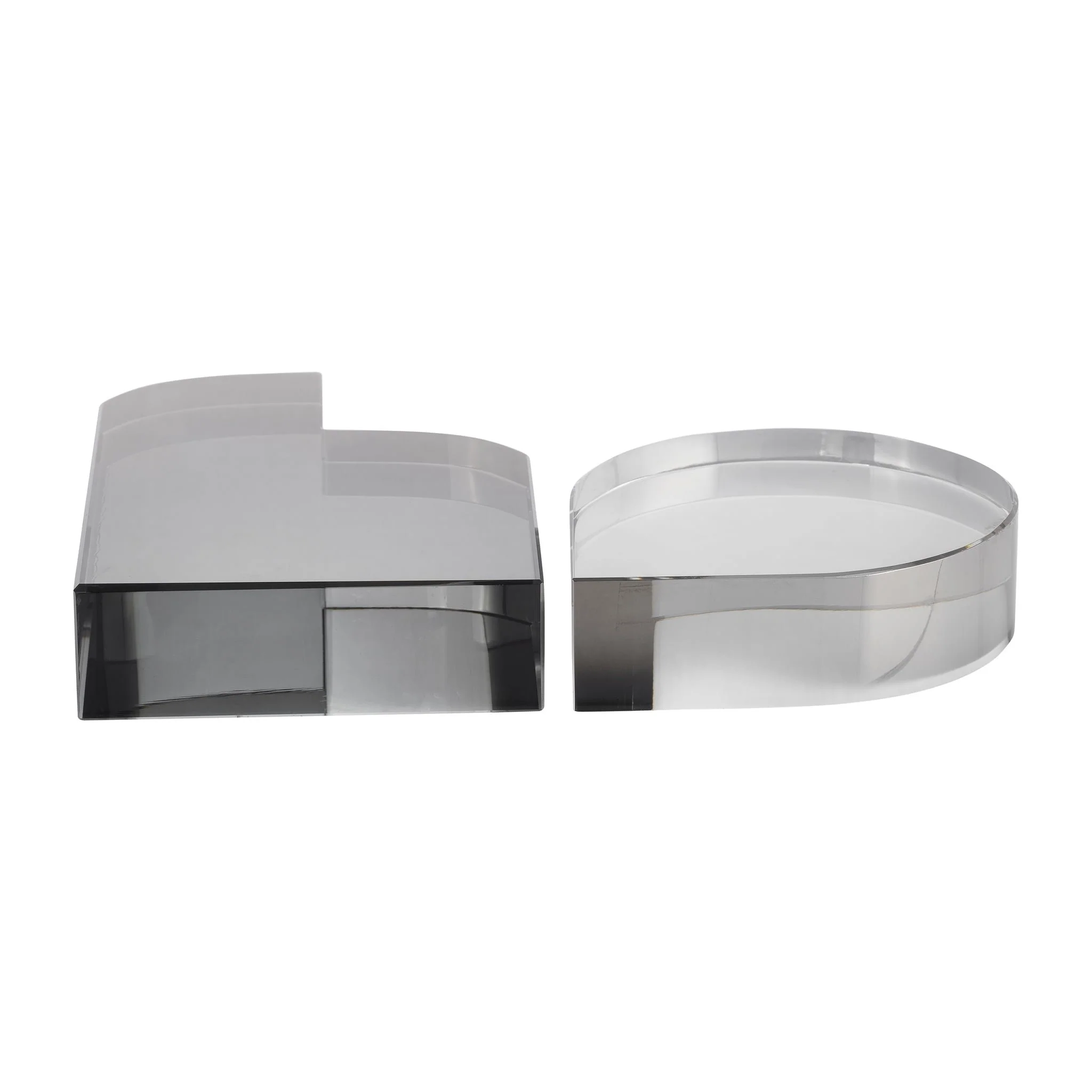 Glass, S/2 7" Contemporary Bookends, Smoke - Image 8