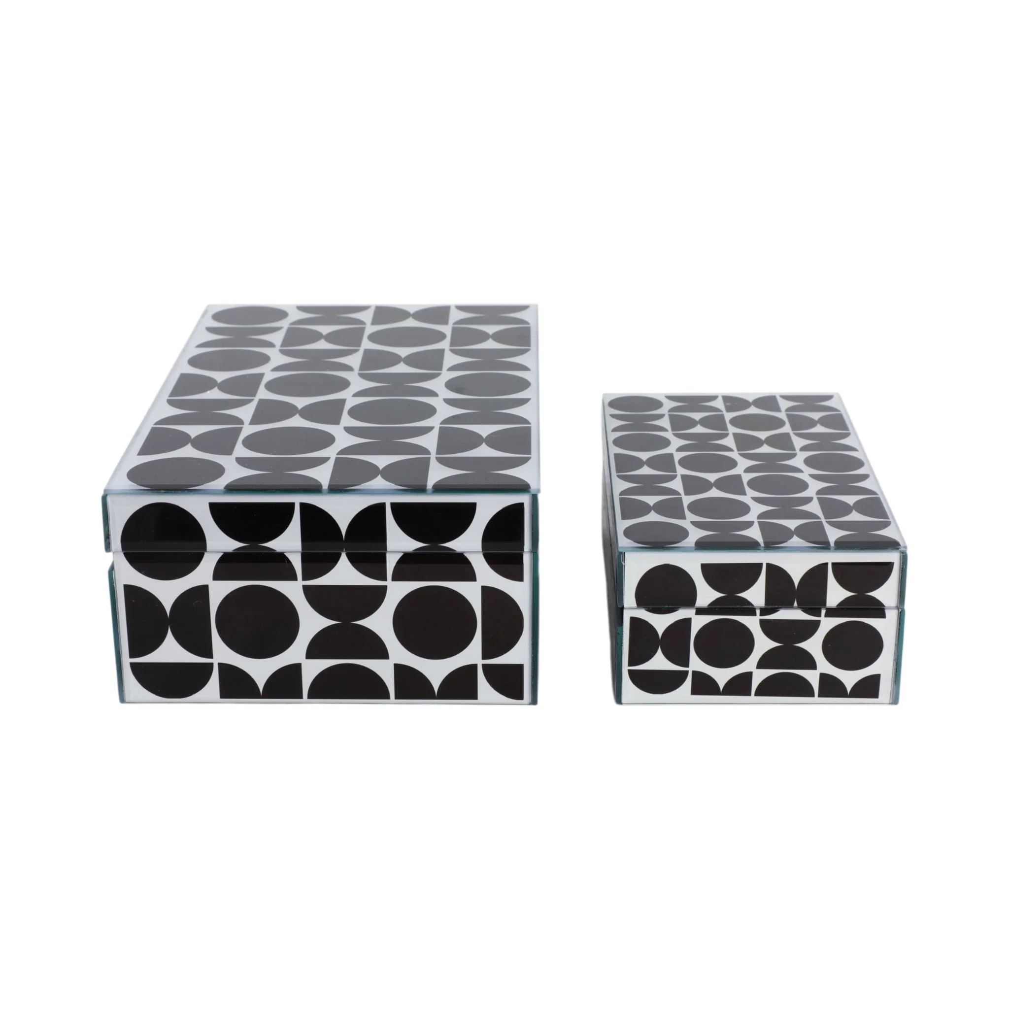 Glass, S/2 8/11" Modern Print Boxes, Black/white - Image 2