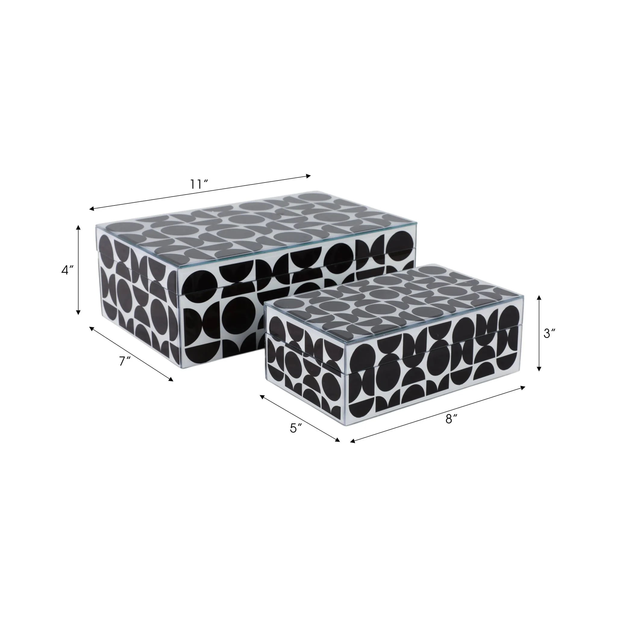 Glass, S/2 8/11" Modern Print Boxes, Black/white - Image 7