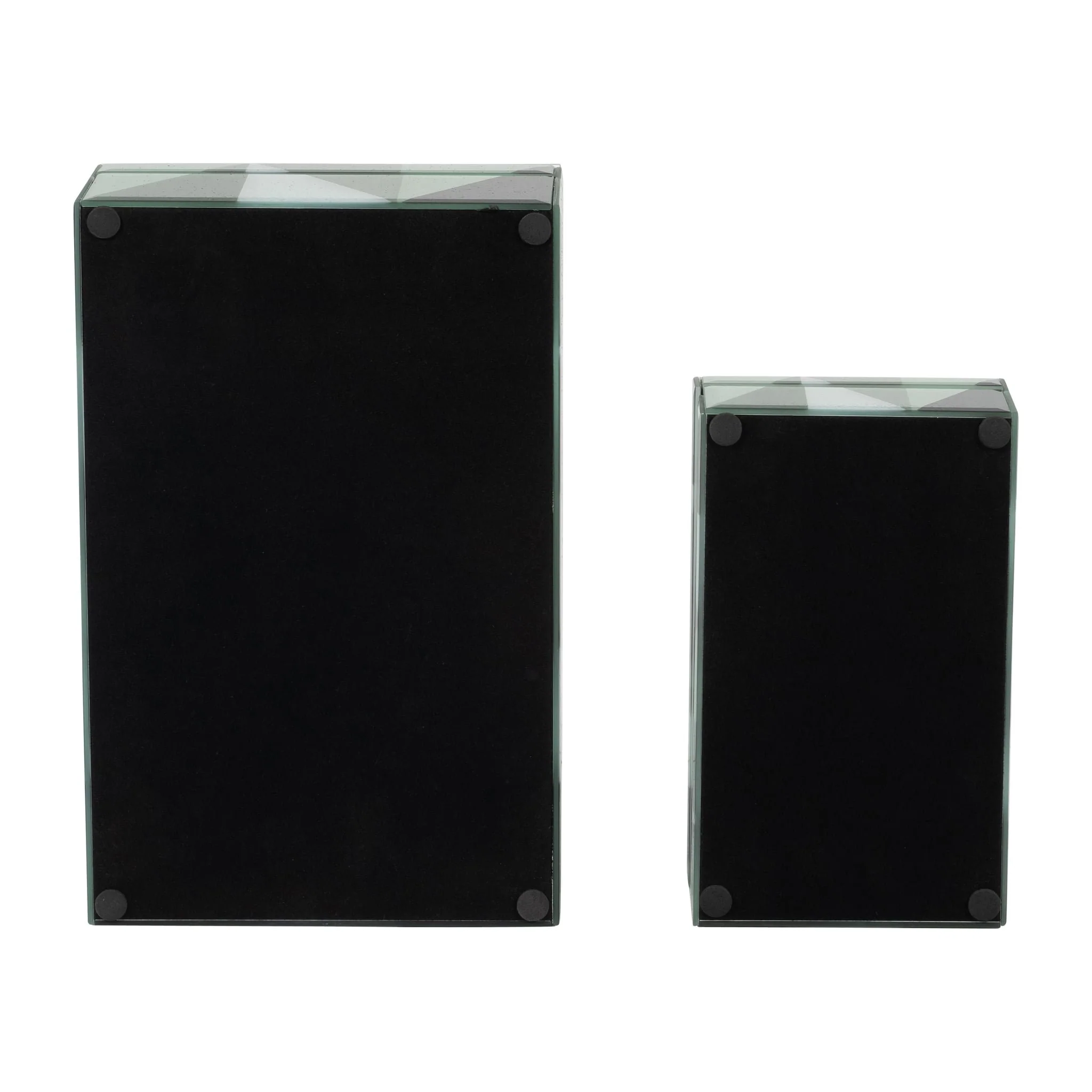 Glass, S/2 8/11" Triangles Boxes, Green/white - Image 4