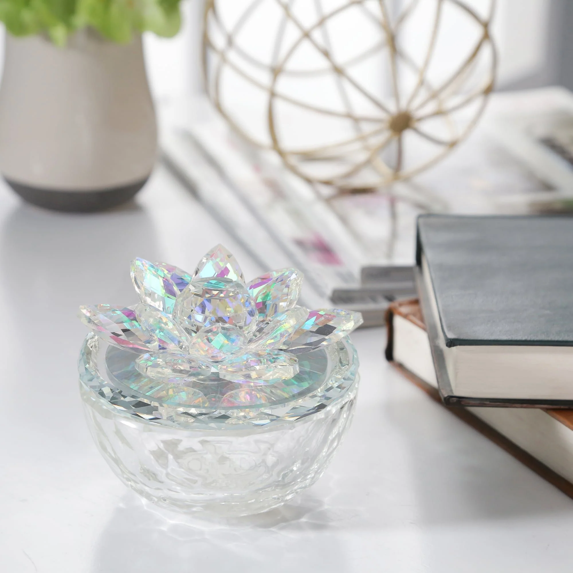 Glass Trinket Box Clear W/rainbow - Image 11