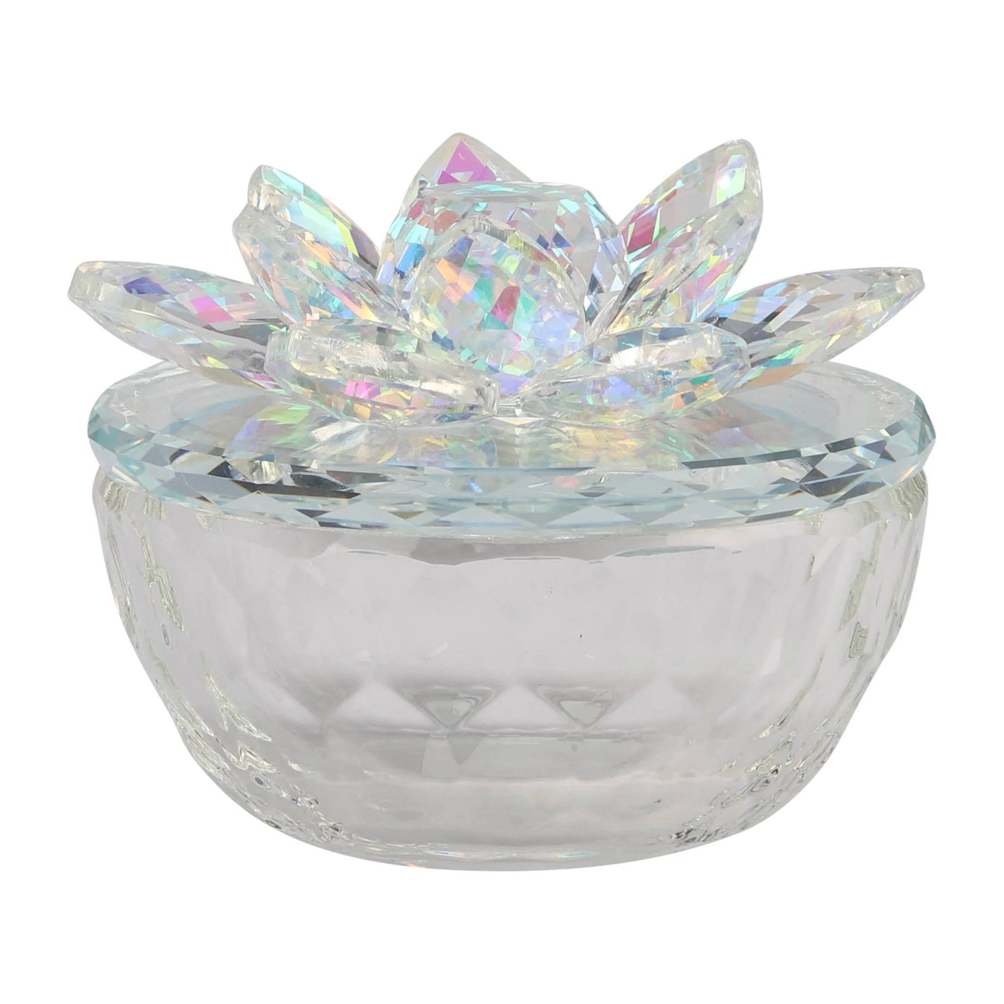 Glass Trinket Box Clear W/rainbow - Image 2