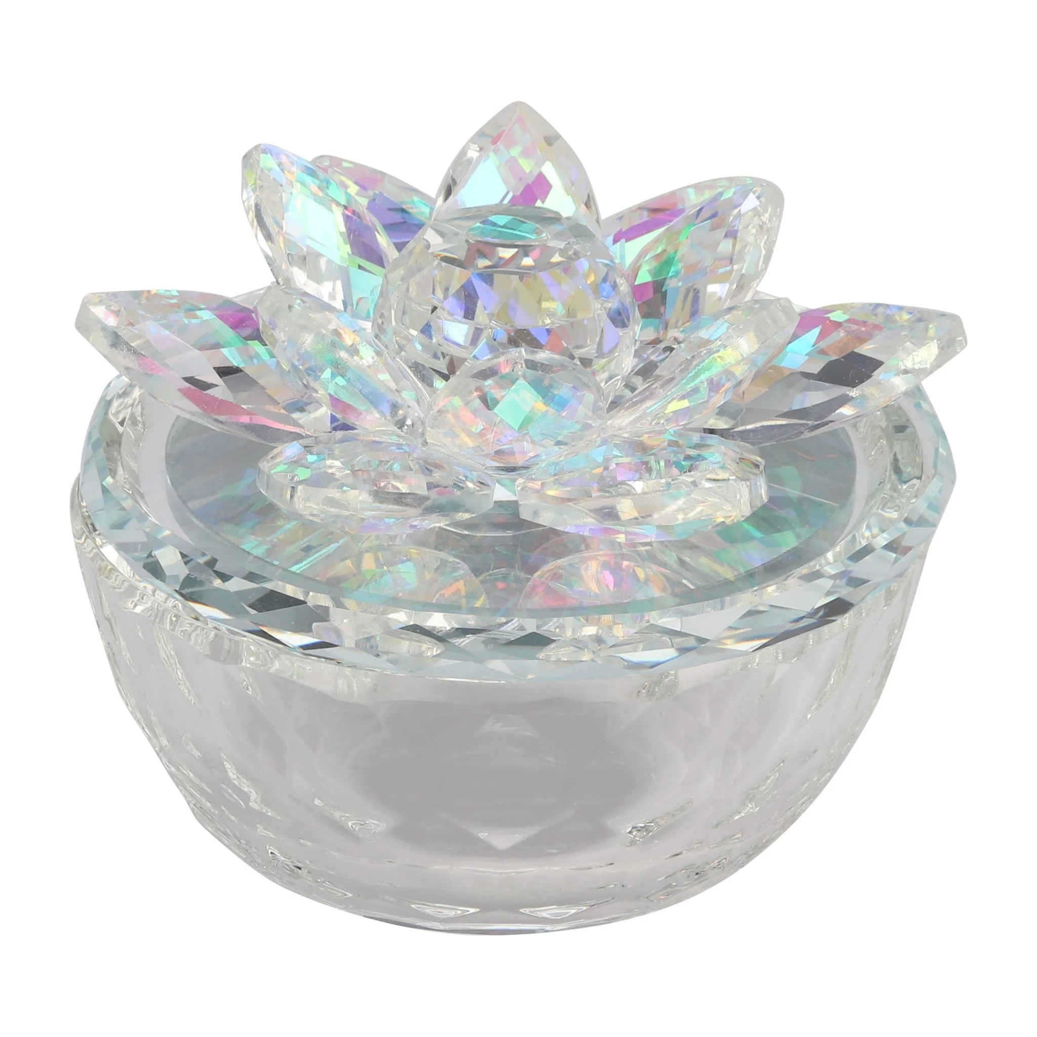 Glass Trinket Box Clear W/rainbow - Image 4