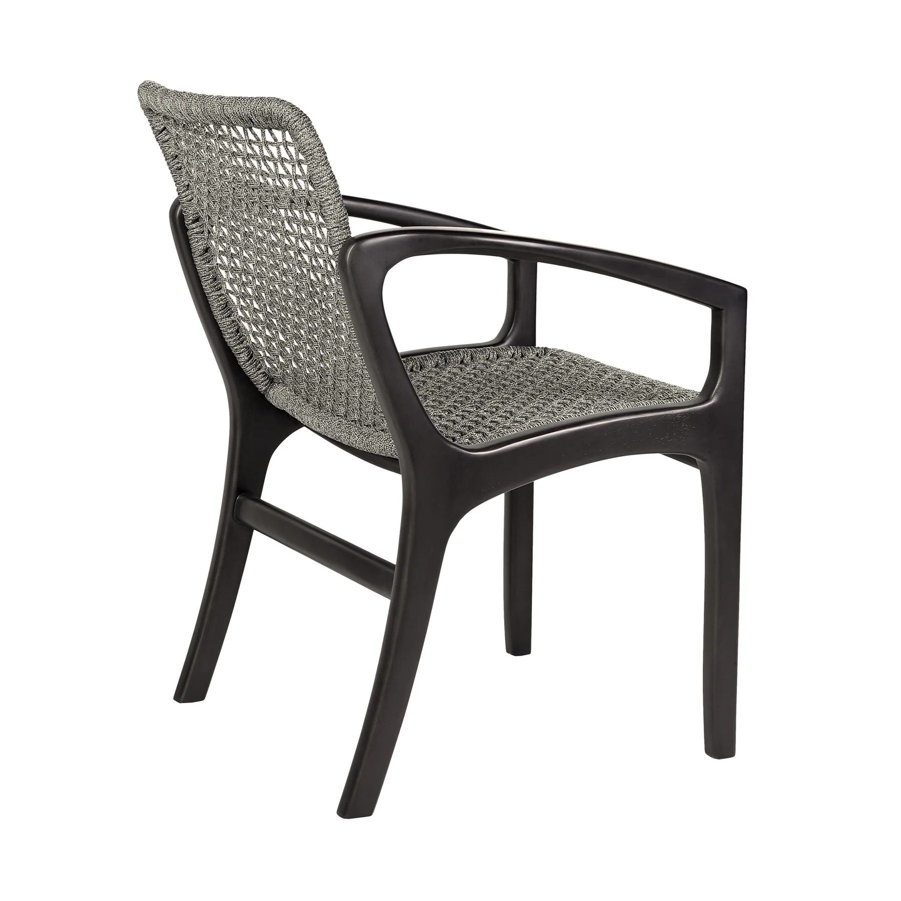Glendora Beckham Outdoor Patio 5 Piece Live Edge Dining Set in Eucalyptus Wood and Gray Rope - Image 3