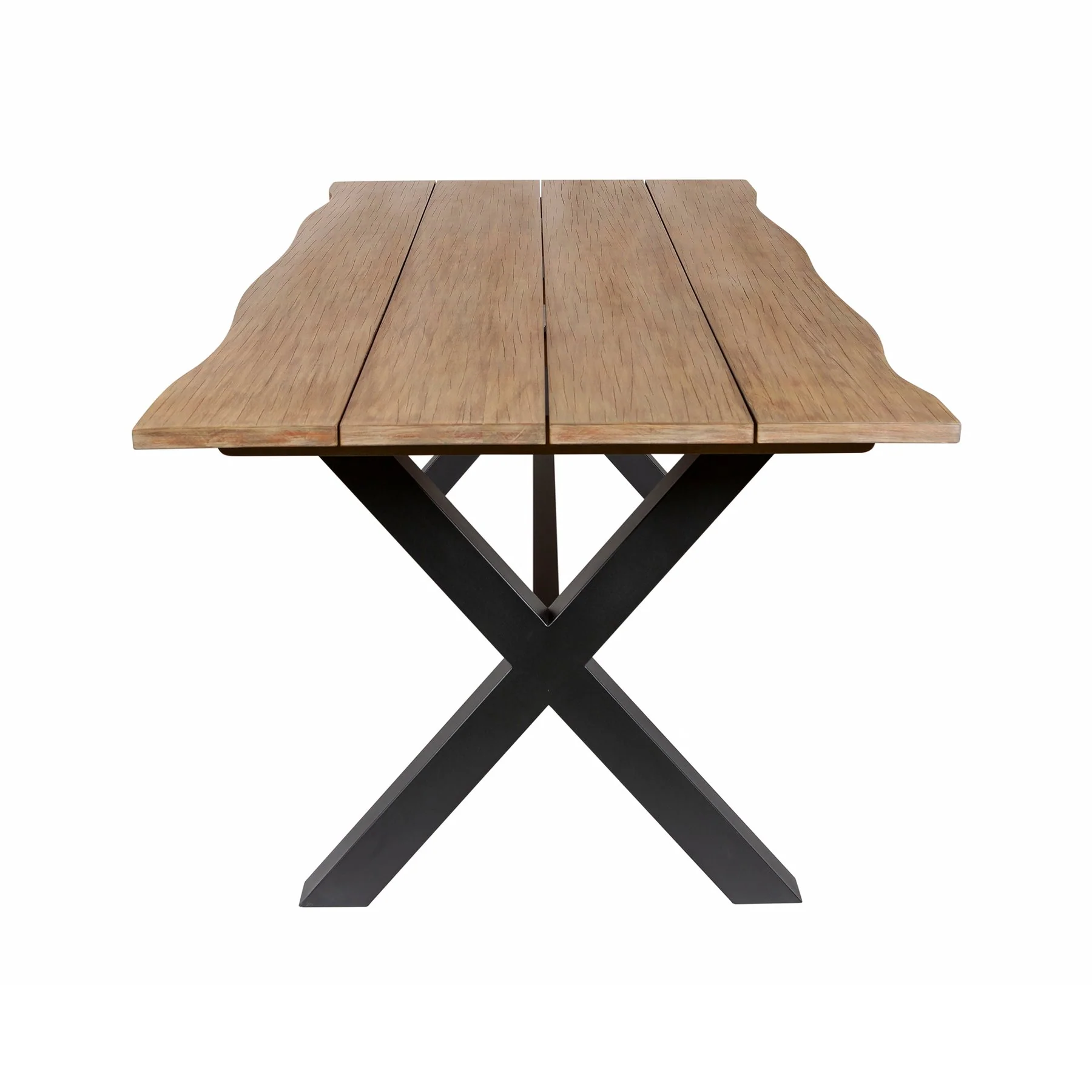 Glendora Doris Outdoor Patio 5 Piece Live Edge Dining Set in Eucalyptus Wood and Black Rope - Image 5