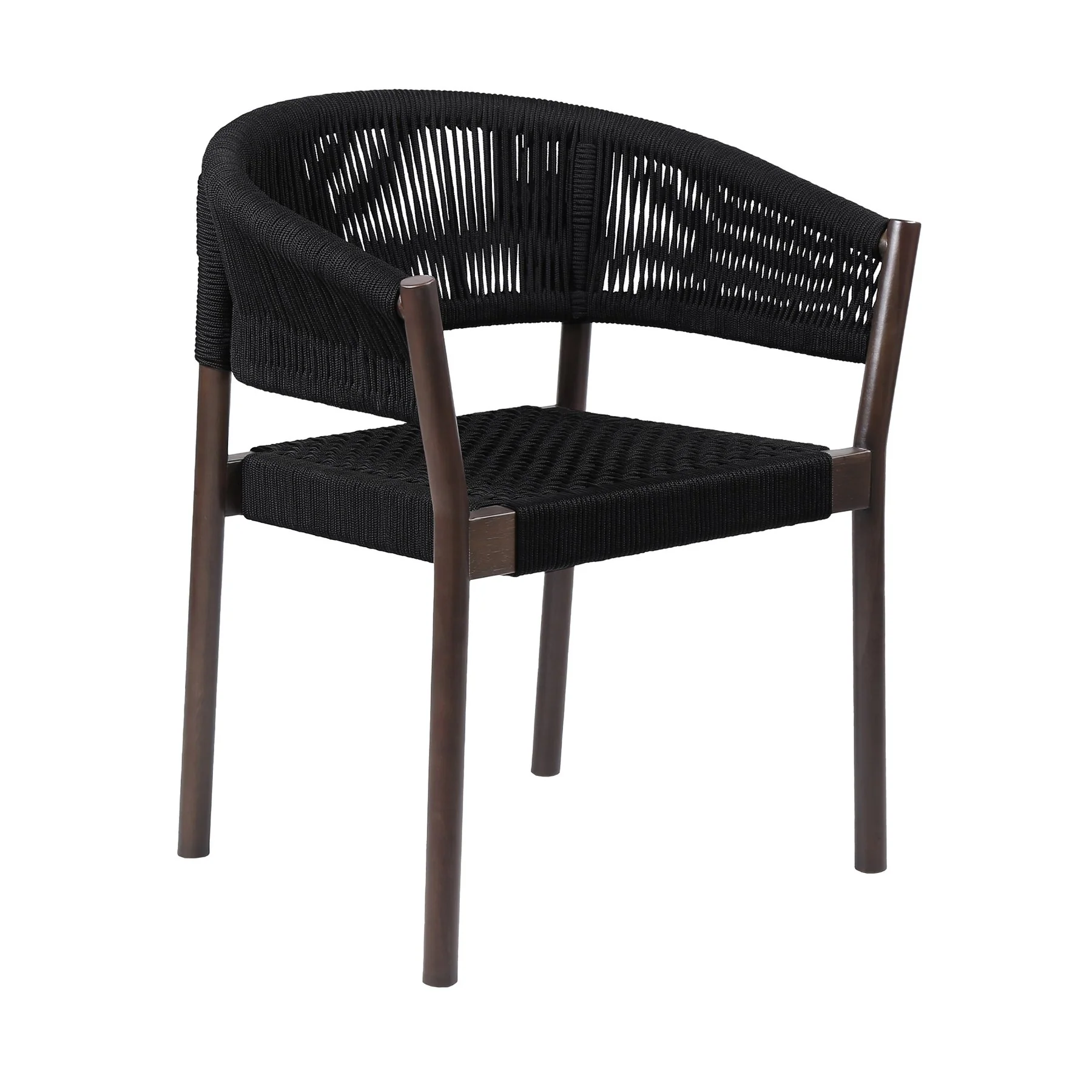 Glendora Doris Outdoor Patio 7 Piece Live Edge Dining Set in Eucalyptus Wood and Black Rope - Image 2