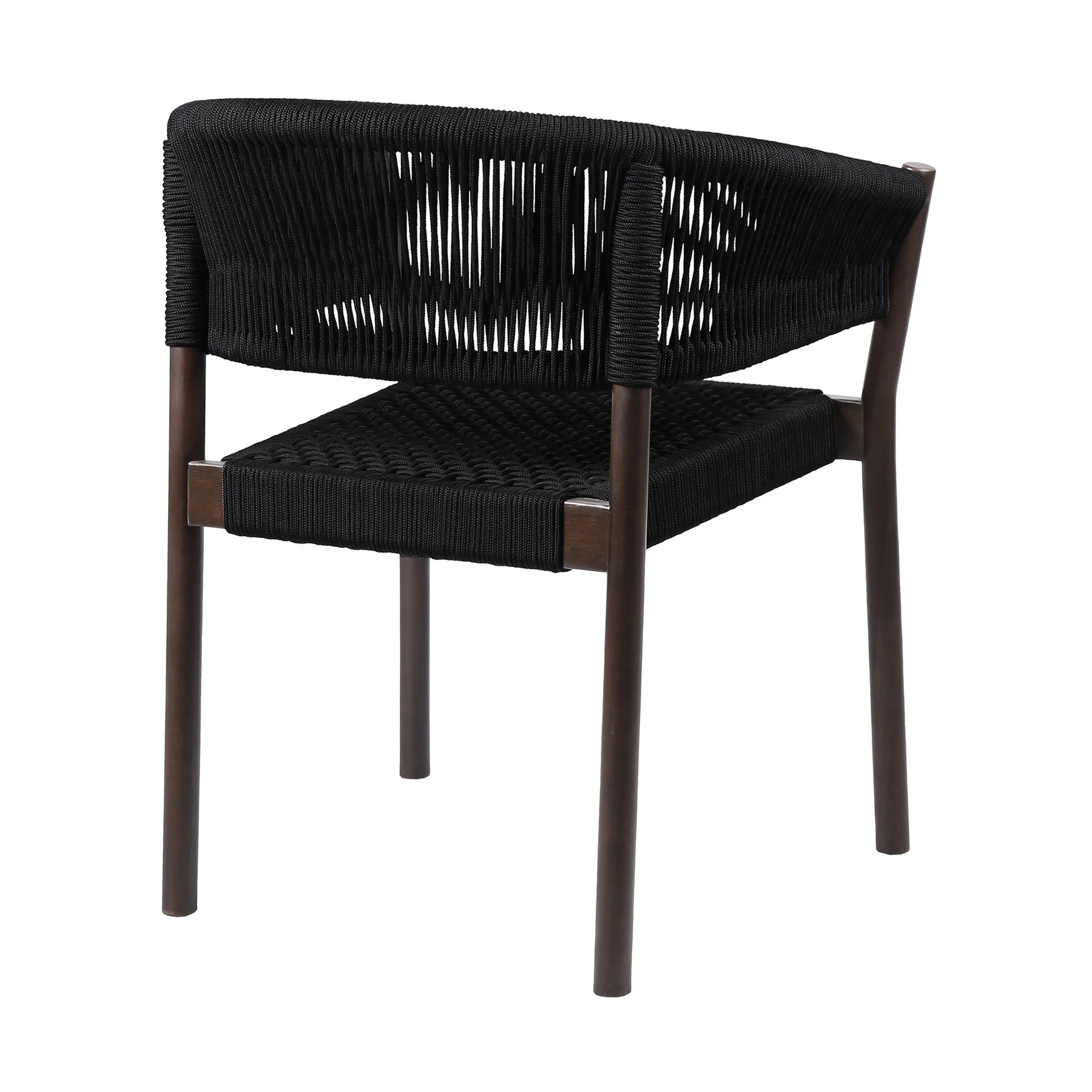 Glendora Doris Outdoor Patio 7 Piece Live Edge Dining Set in Eucalyptus Wood and Black Rope - Image 3