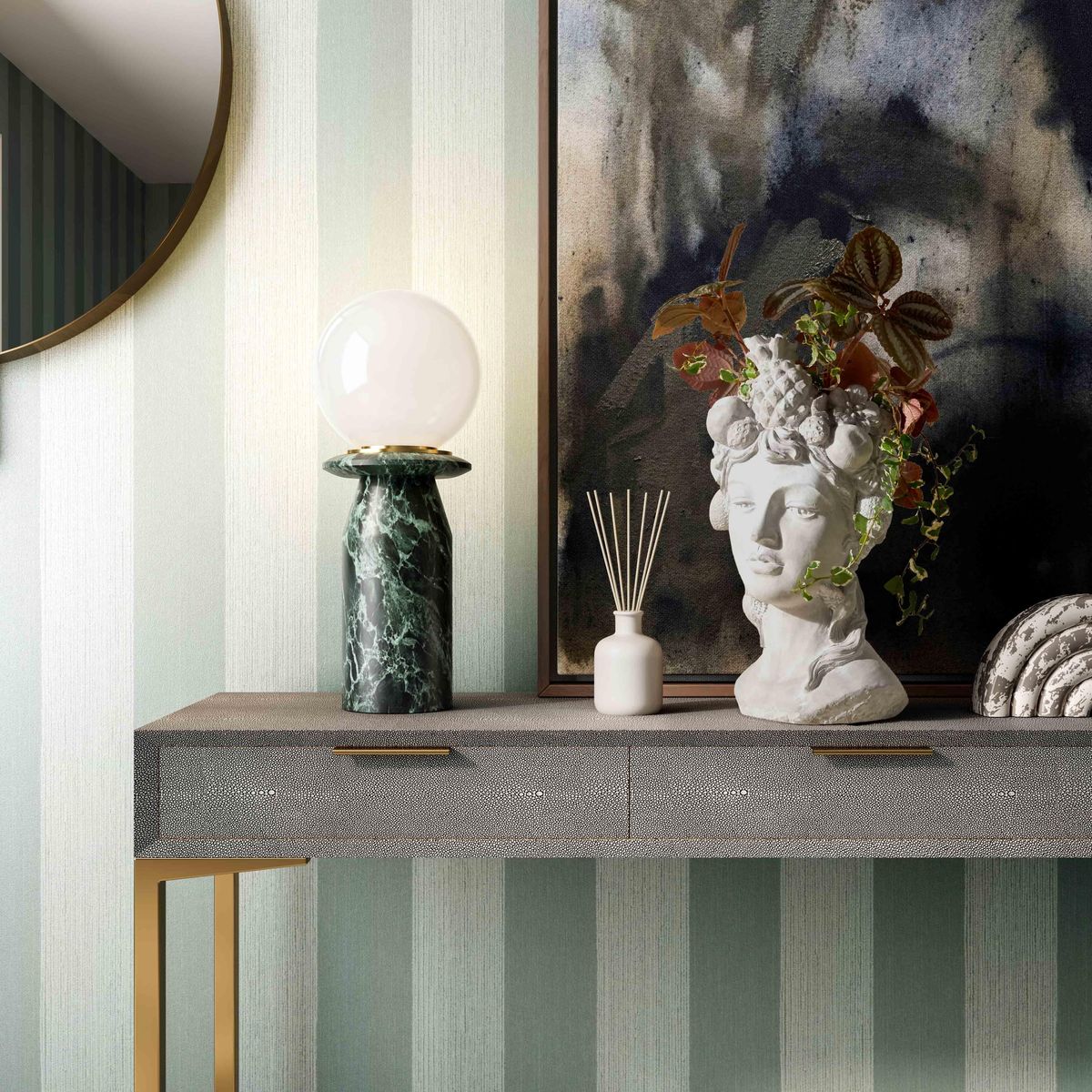 Globe Malachite Green Marble Lamp - Image 2
