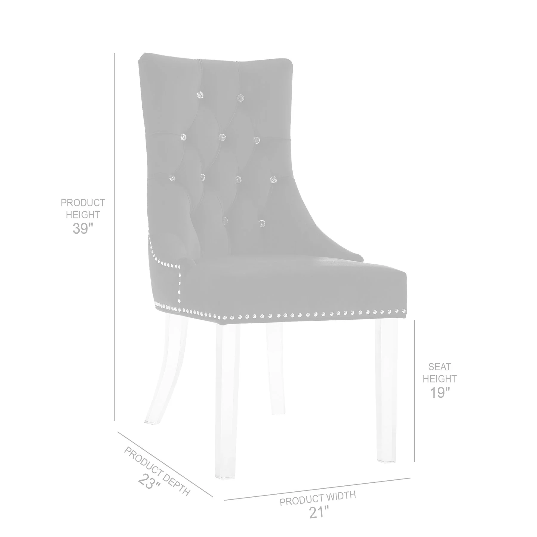 Gobi Modern and Contemporary Tufted Dining Chair in Blue Velvet with Acrylic Legs - Image 3