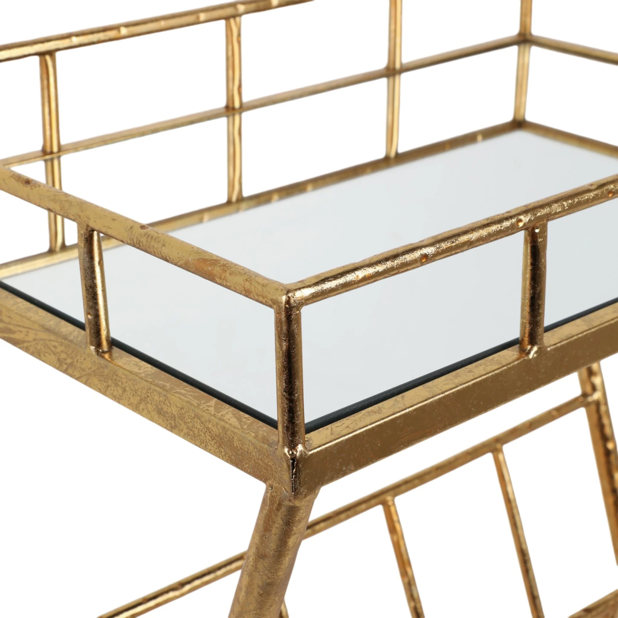 Gold Accent Table, Mirror W/ Magazine - Image 6