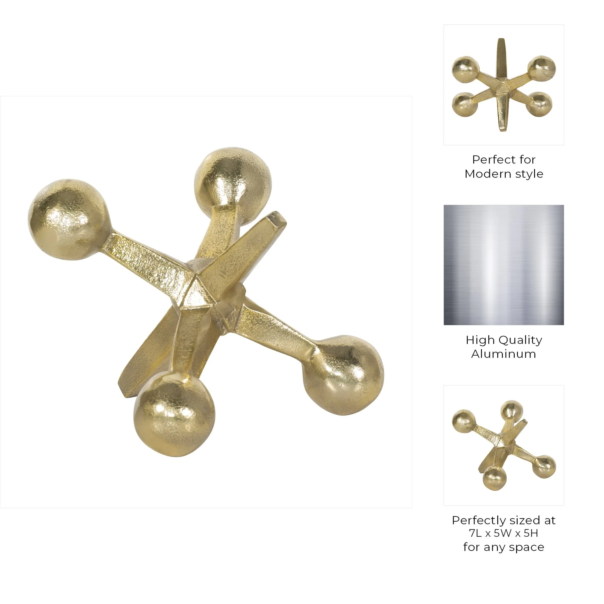 Gold Metal Jacks Decor, 5 - Image 2