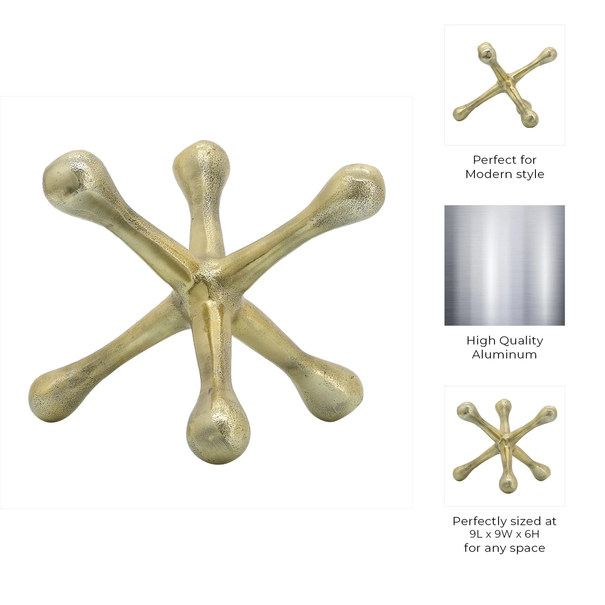 Gold Metal Jacks Sculpture 8 - Image 2