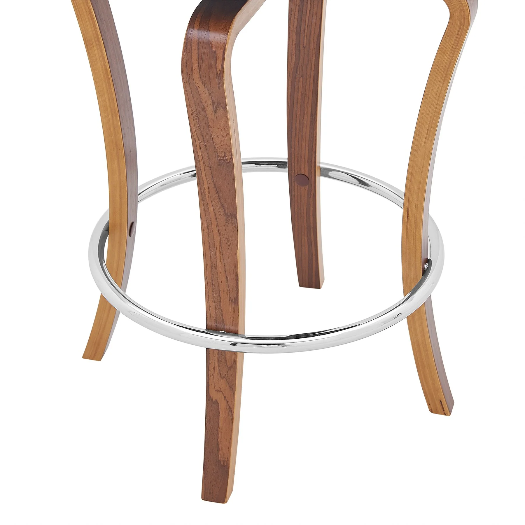Grady 25" Swivel Cream Faux Leather and Walnut Wood Bar Stool - Image 7