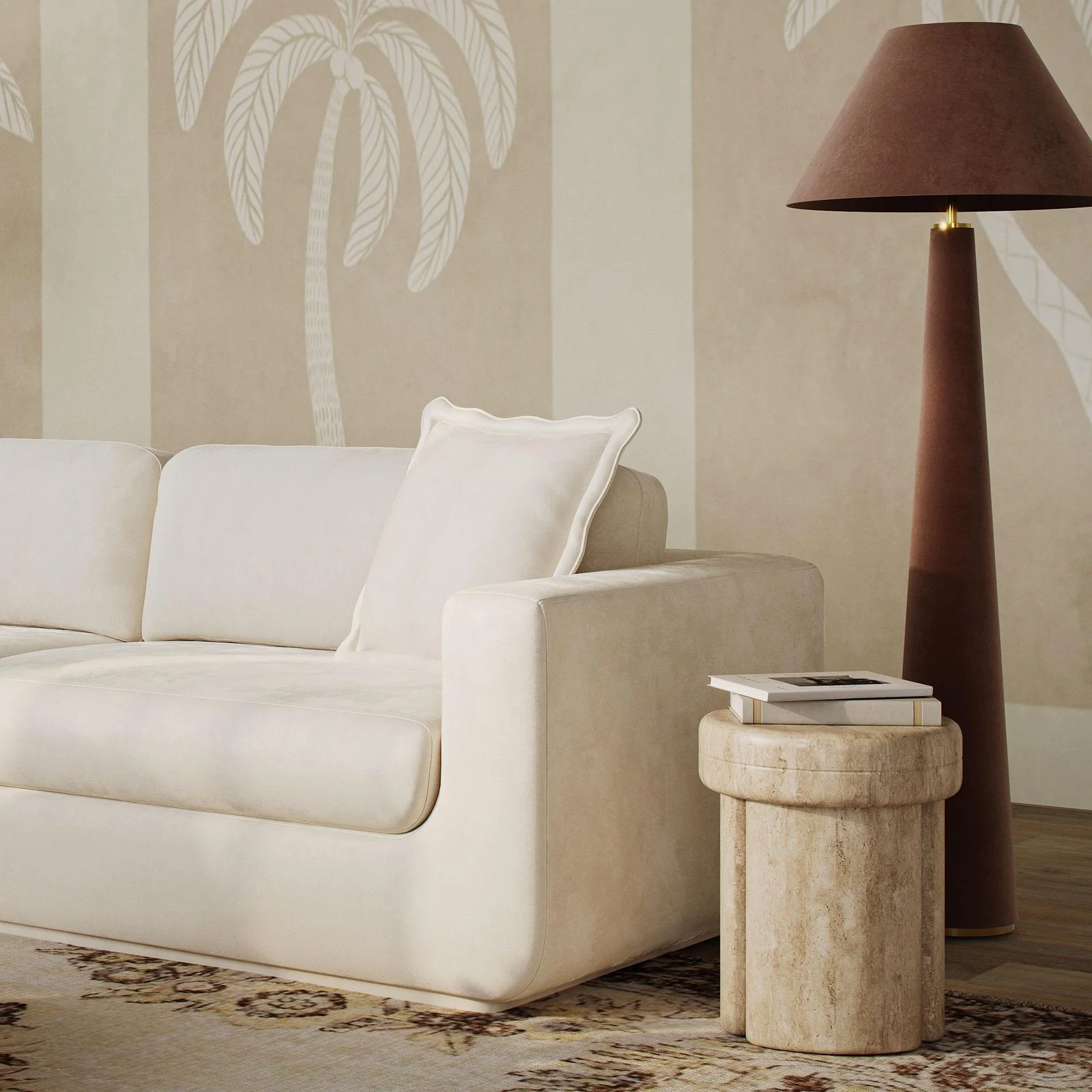 Graham Chocolate Brown Velvet Floor Lamp - Image 2