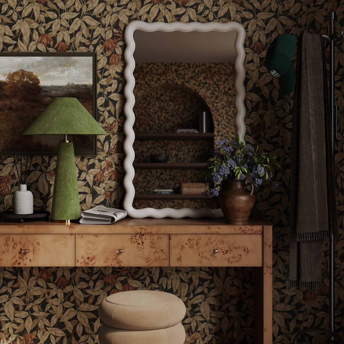 Graham Moss Green Velvet Table Lamp - Image 2