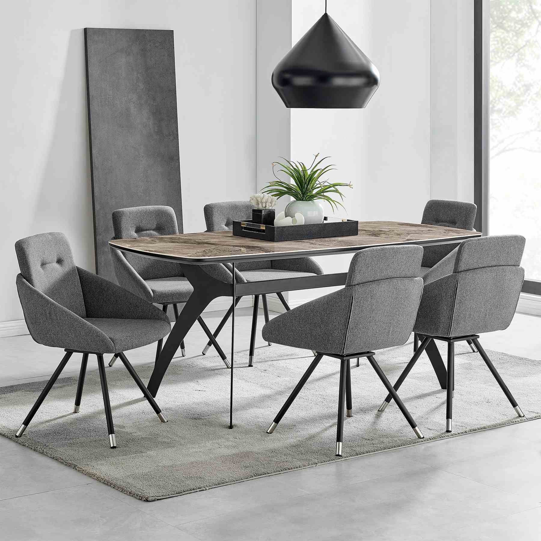 Granada Swivel Gray Fabric Dining Room Chairs - Set of 2 - Image 6