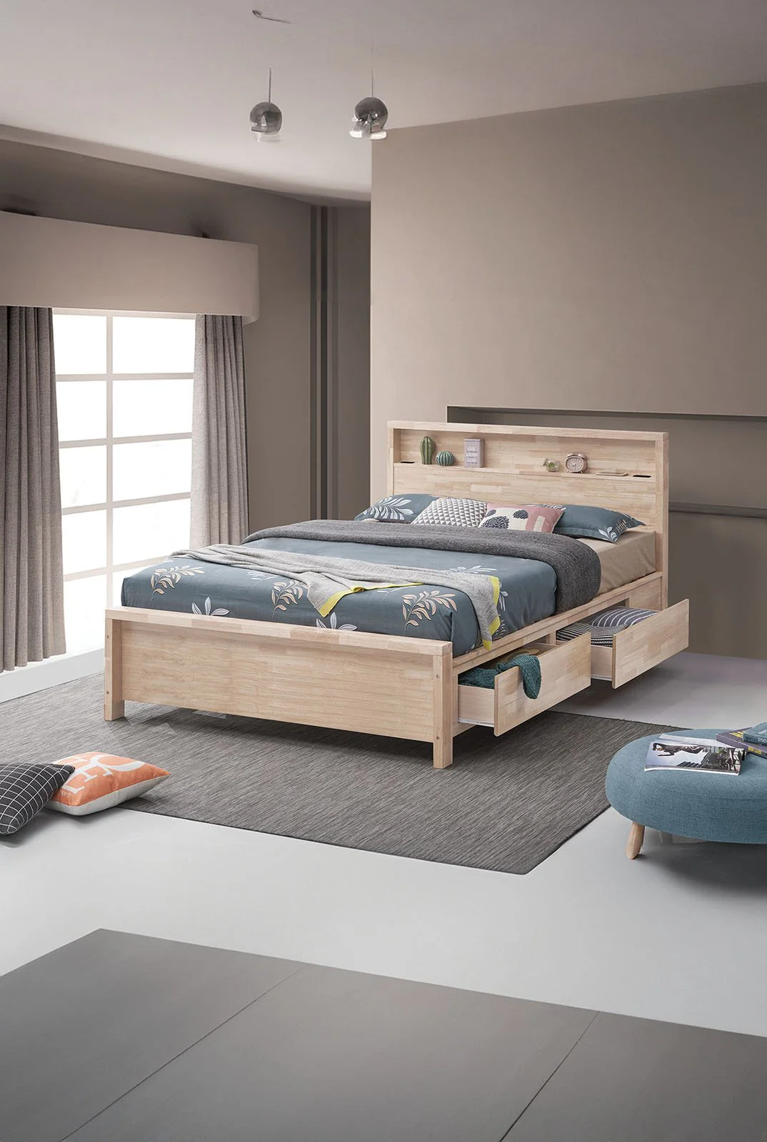 Grange Full Bed, White Wash - Image 2