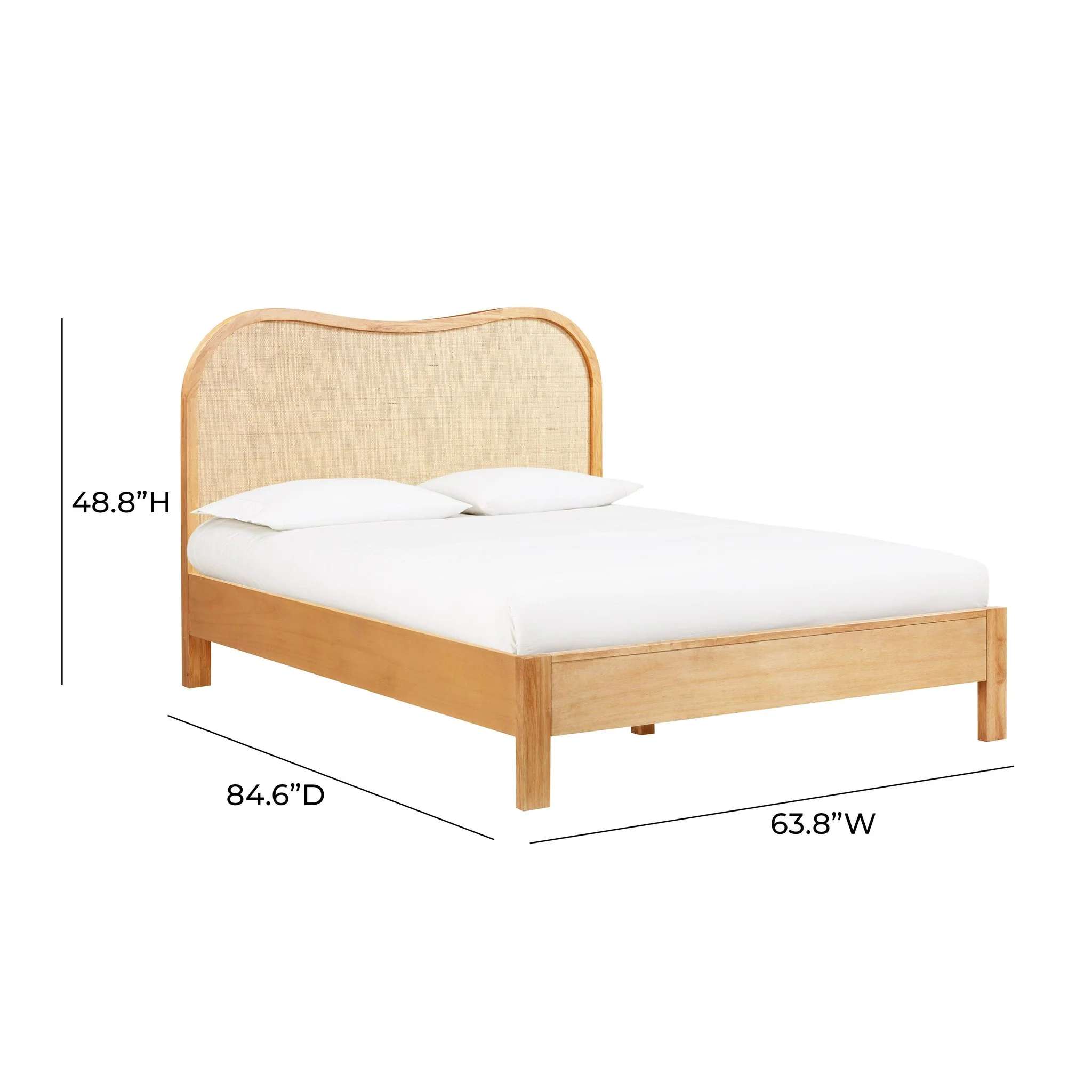 Grappa Natural Wood & Raffia Queen Bed - Image 7