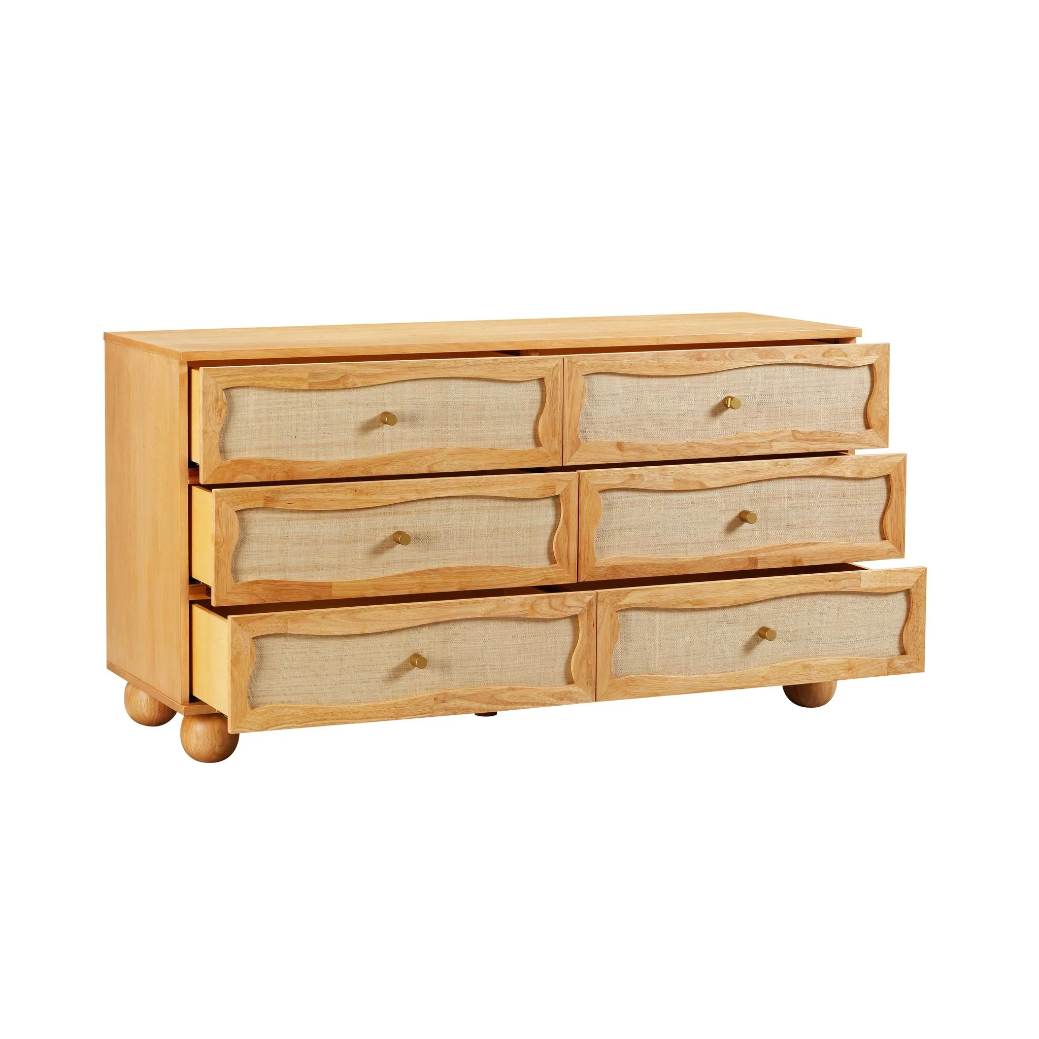 Grappa Natural Wood & Raffia Wavy Dresser - Image 7