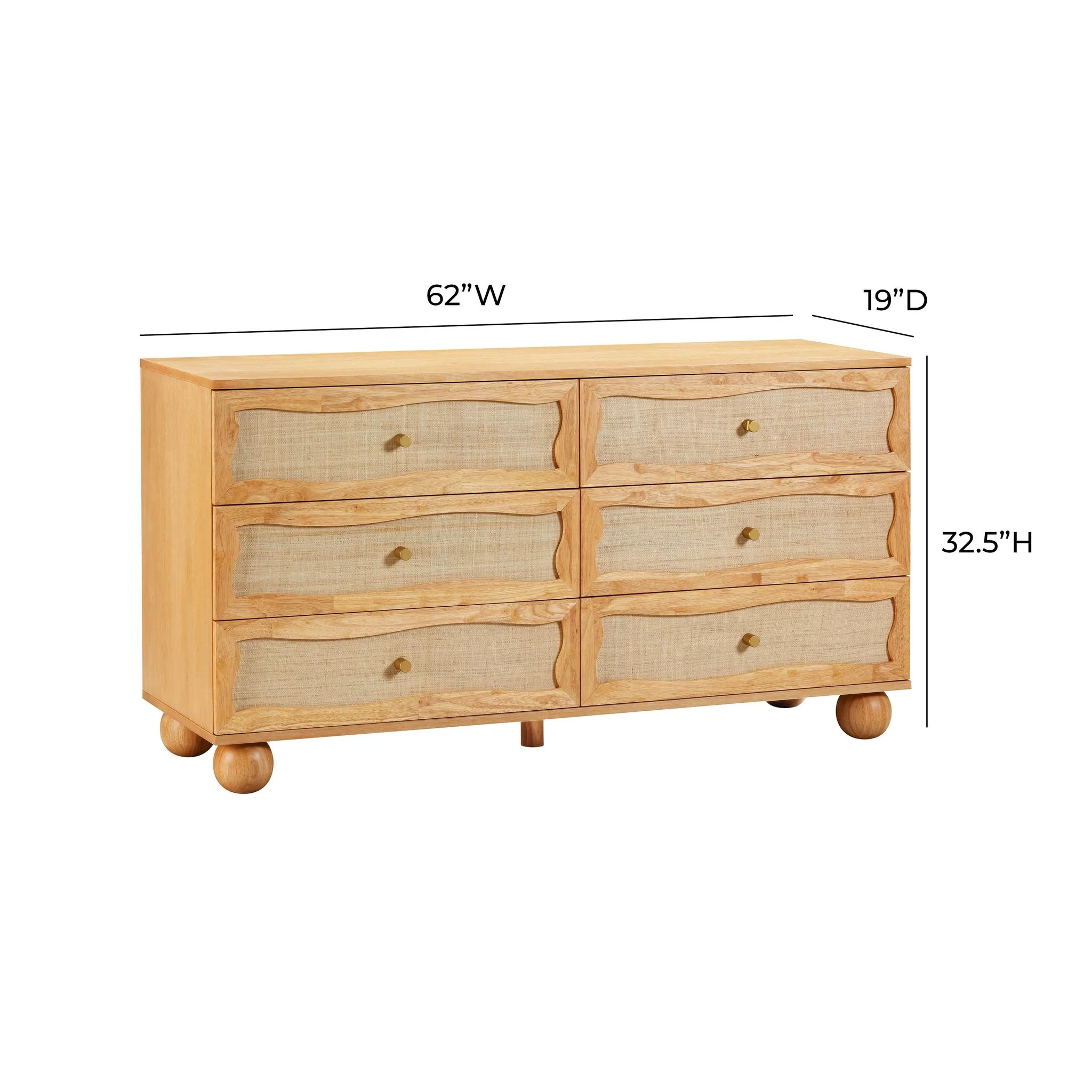 Grappa Natural Wood & Raffia Wavy Dresser - Image 8