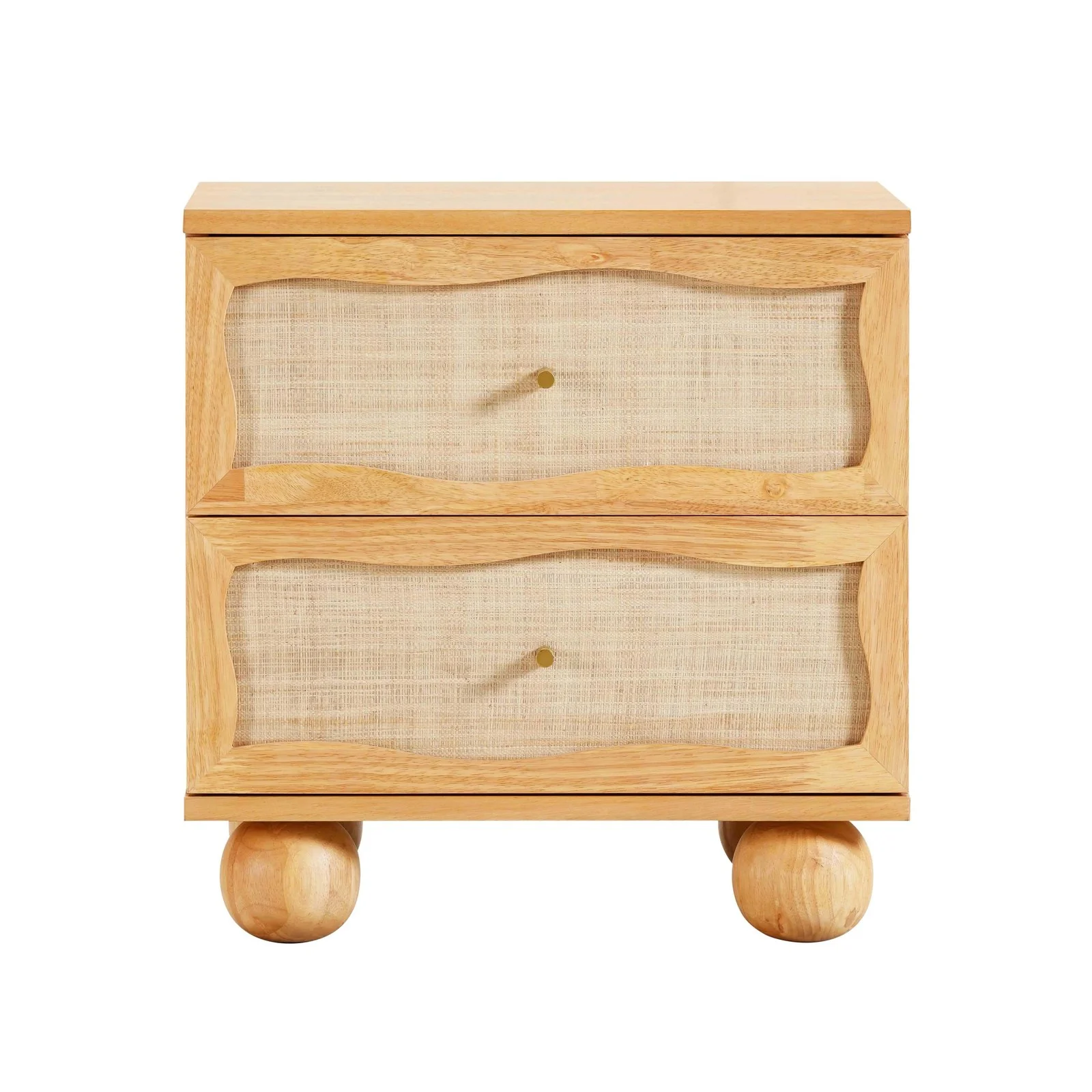 Grappa Natural Wood & Raffia Wavy Nightstand - Image 3