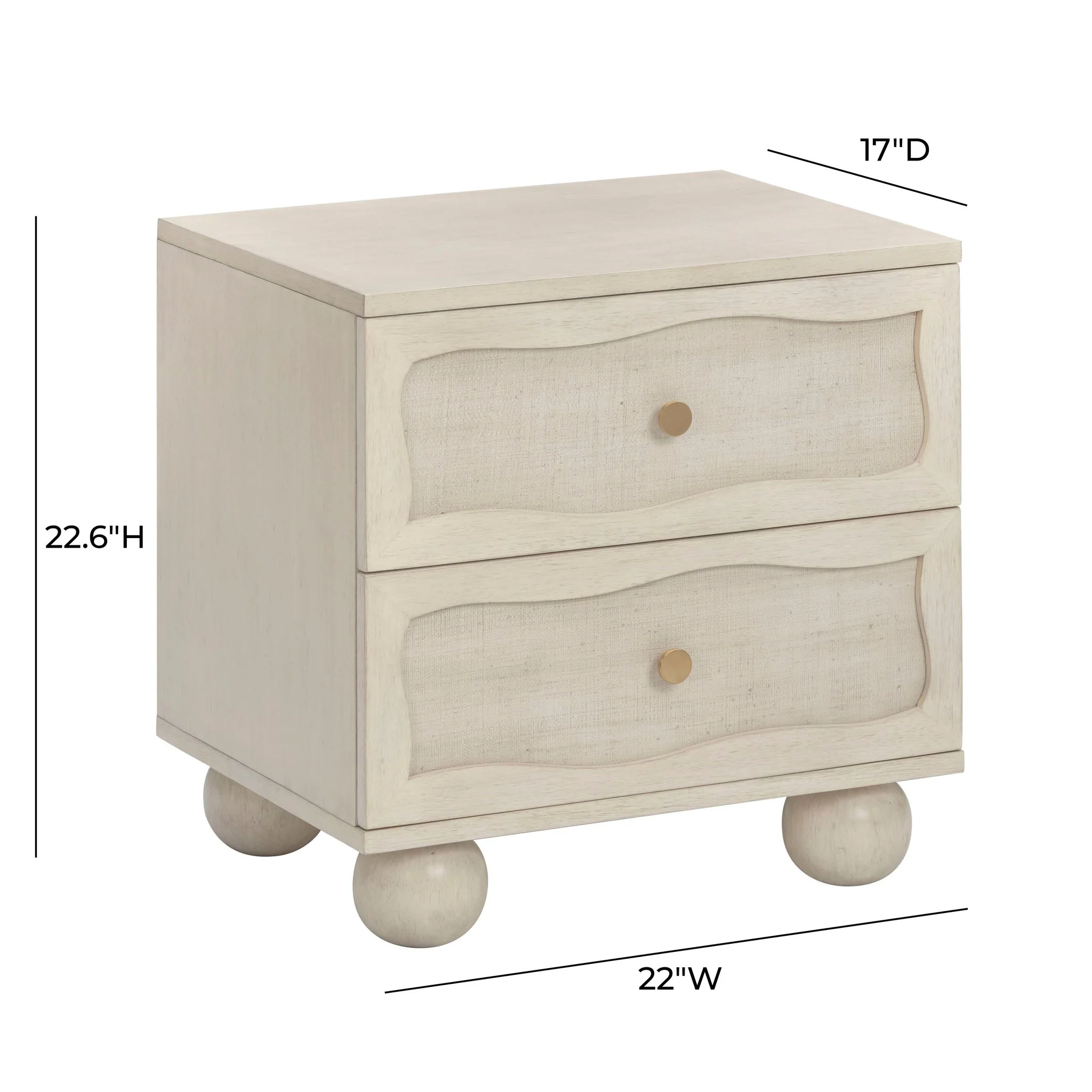 Grappa Whitewashed Wood & Raffia Wavy Nightstand - Image 9