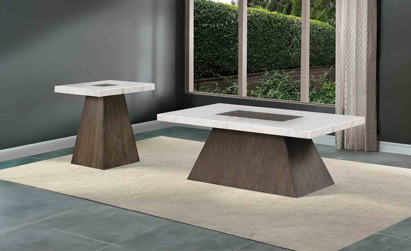 Grasten Square End Table, Dark Walnut/White - Image 2